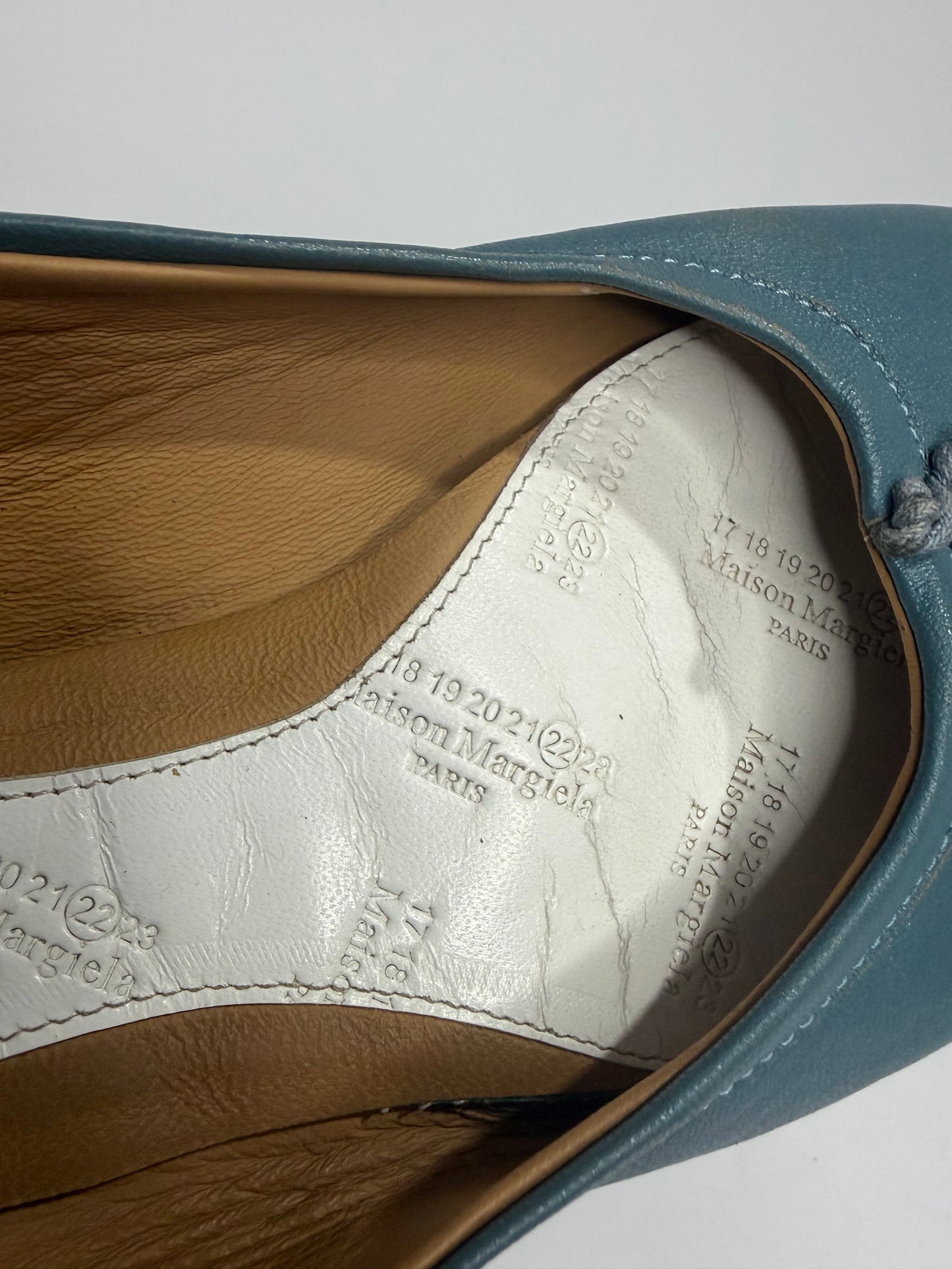 Maison Margiela Tabi Ballet Flats Blue Leather Split-Toe EU 37