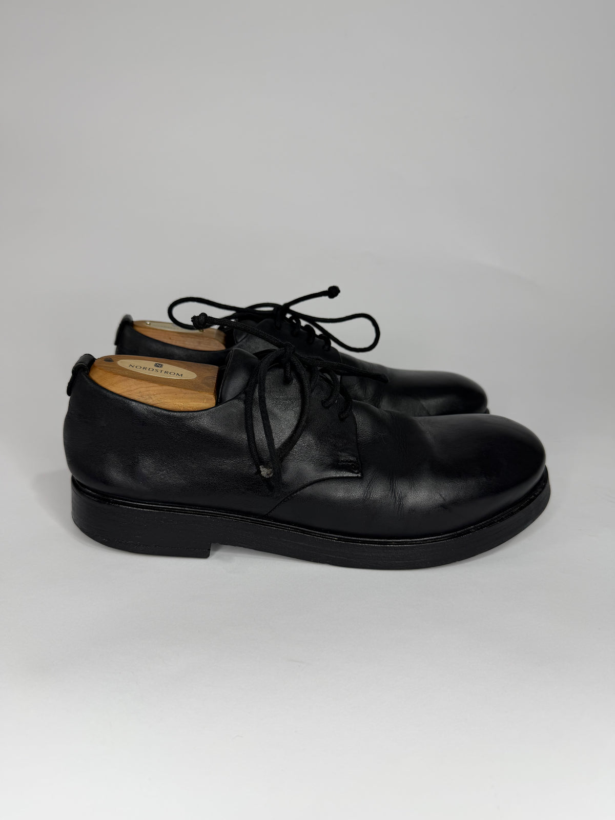 Marsèll Black Leather Derby Shoes Men’s EU 41 Made in Italy Vero Cuoio