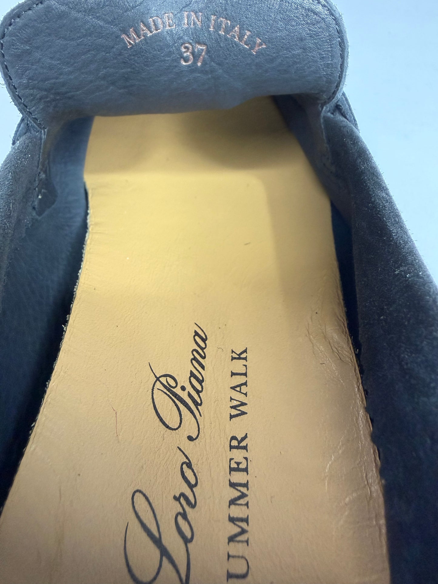 Loro Piana Navy Blue Suede Summer Charms Walk Loafers Size 37 EU/ 37 US