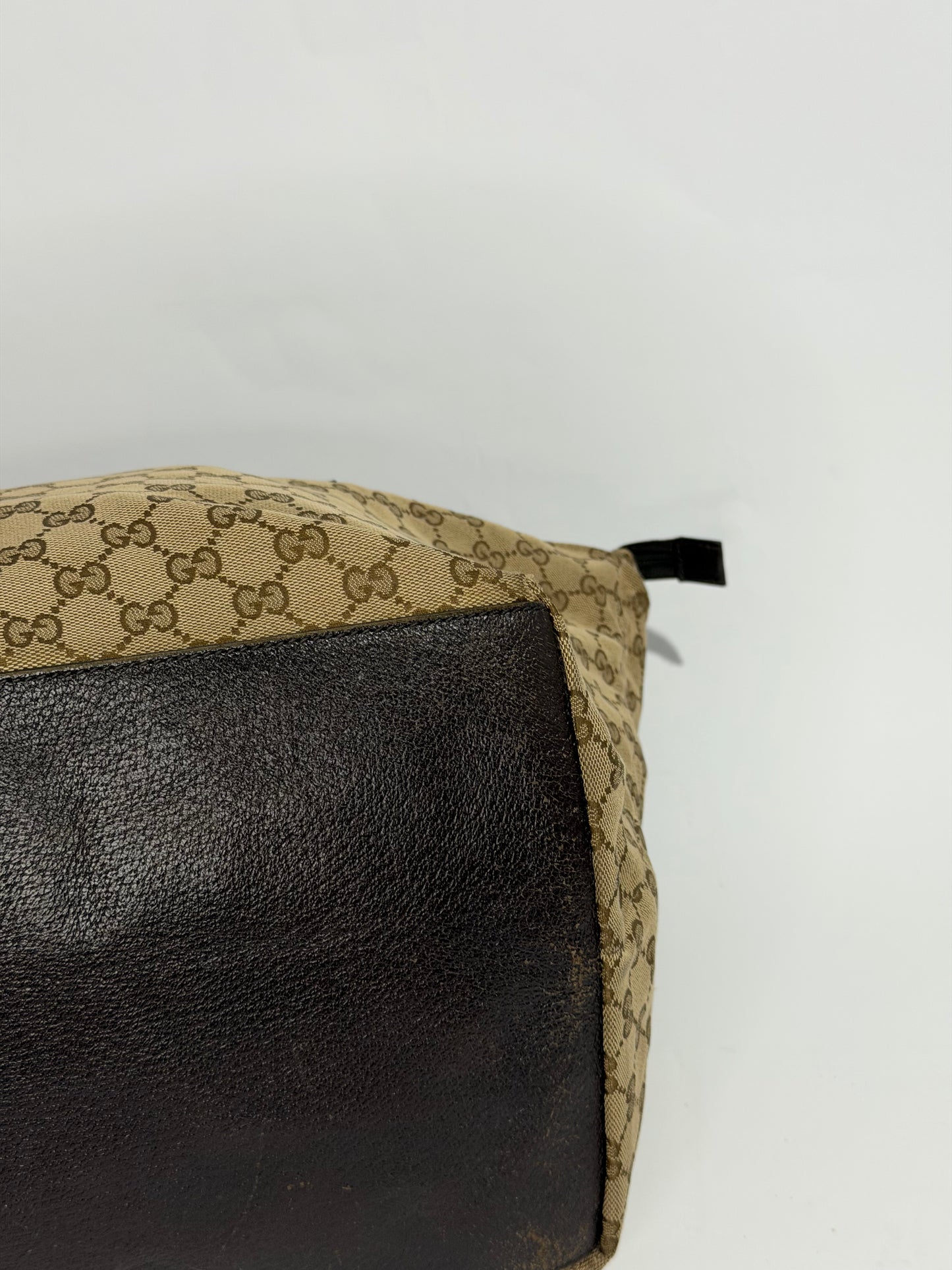 GUCCI GG Monogram Large Web Handle Bucket Tote