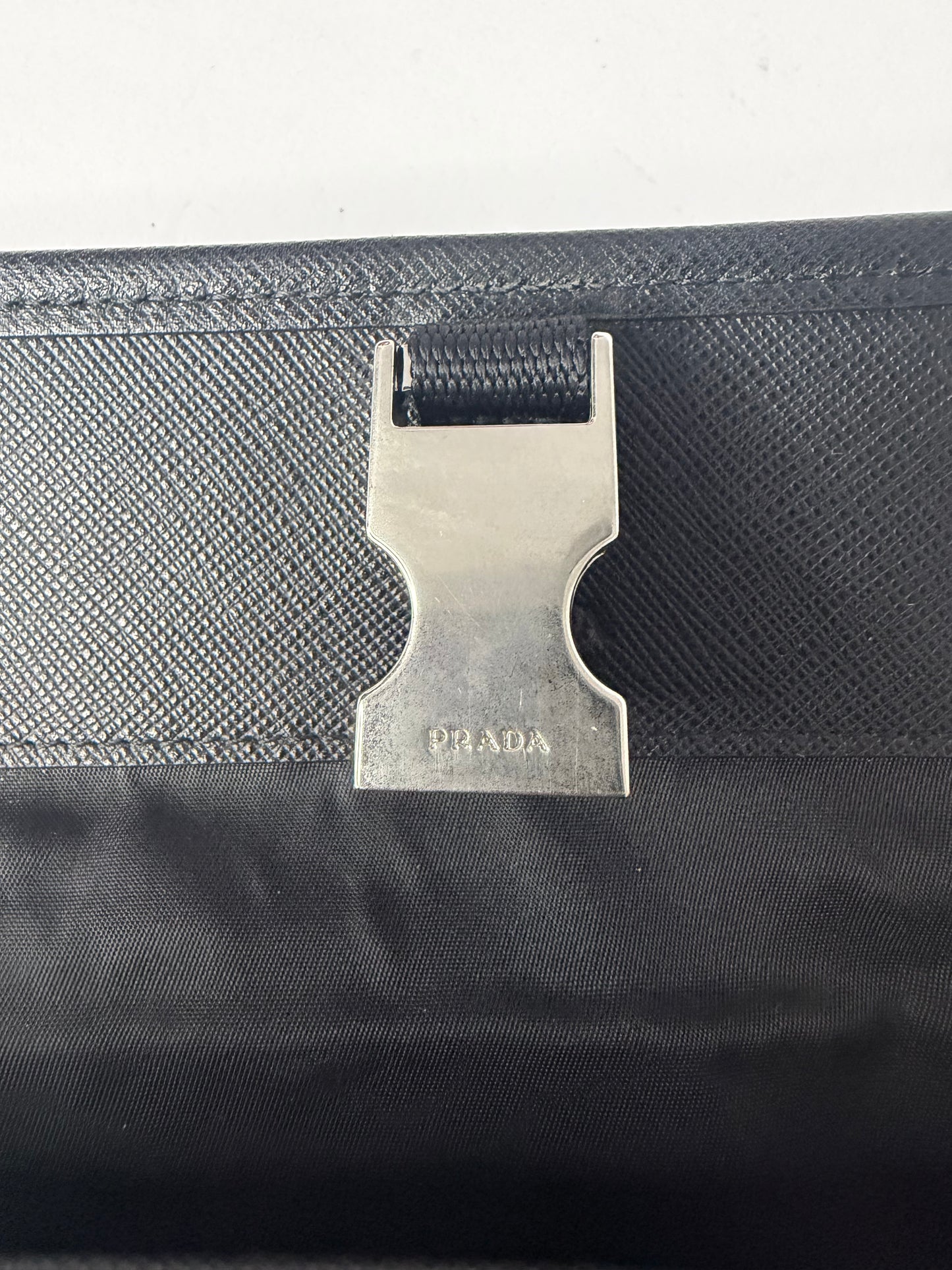 Prada Black Re-Nylon and Leather Flap Crossbody Bag