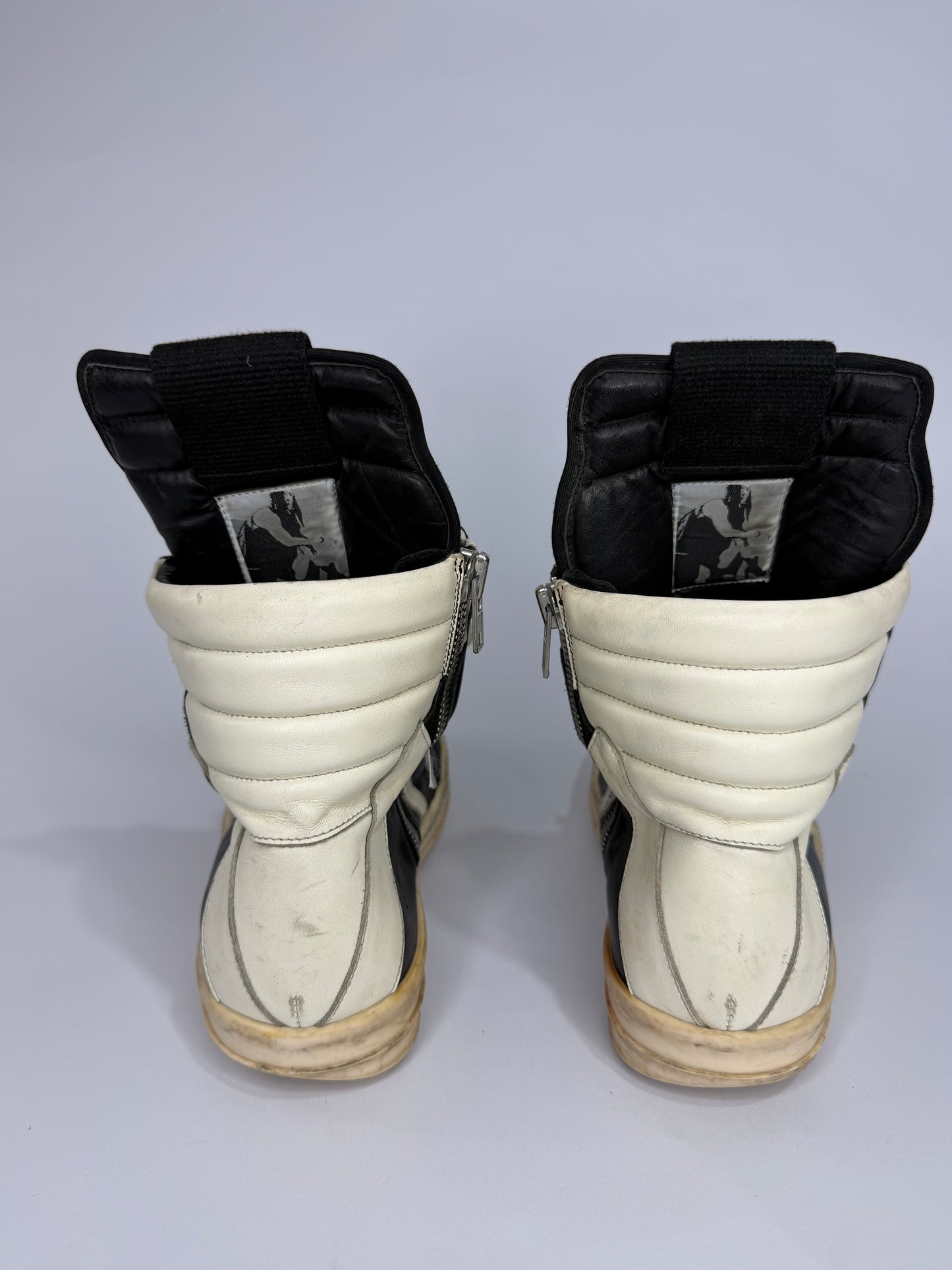 Rick Owens Black Leather Geobasket Sneakers Size 43.5 EU/ 9.5 UK/ 10.5 US