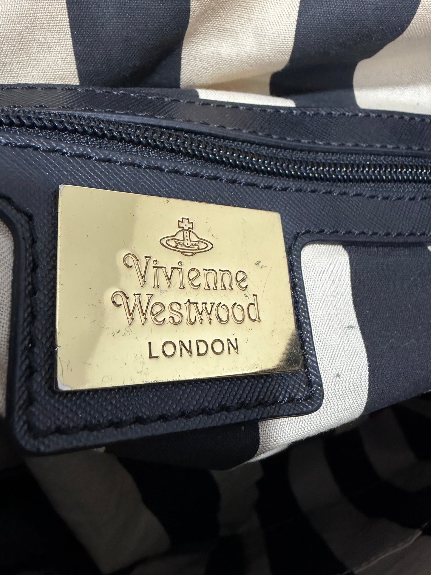 Vivienne Westwood Black Saffiano Leather Orb Tote / Bowler Bag