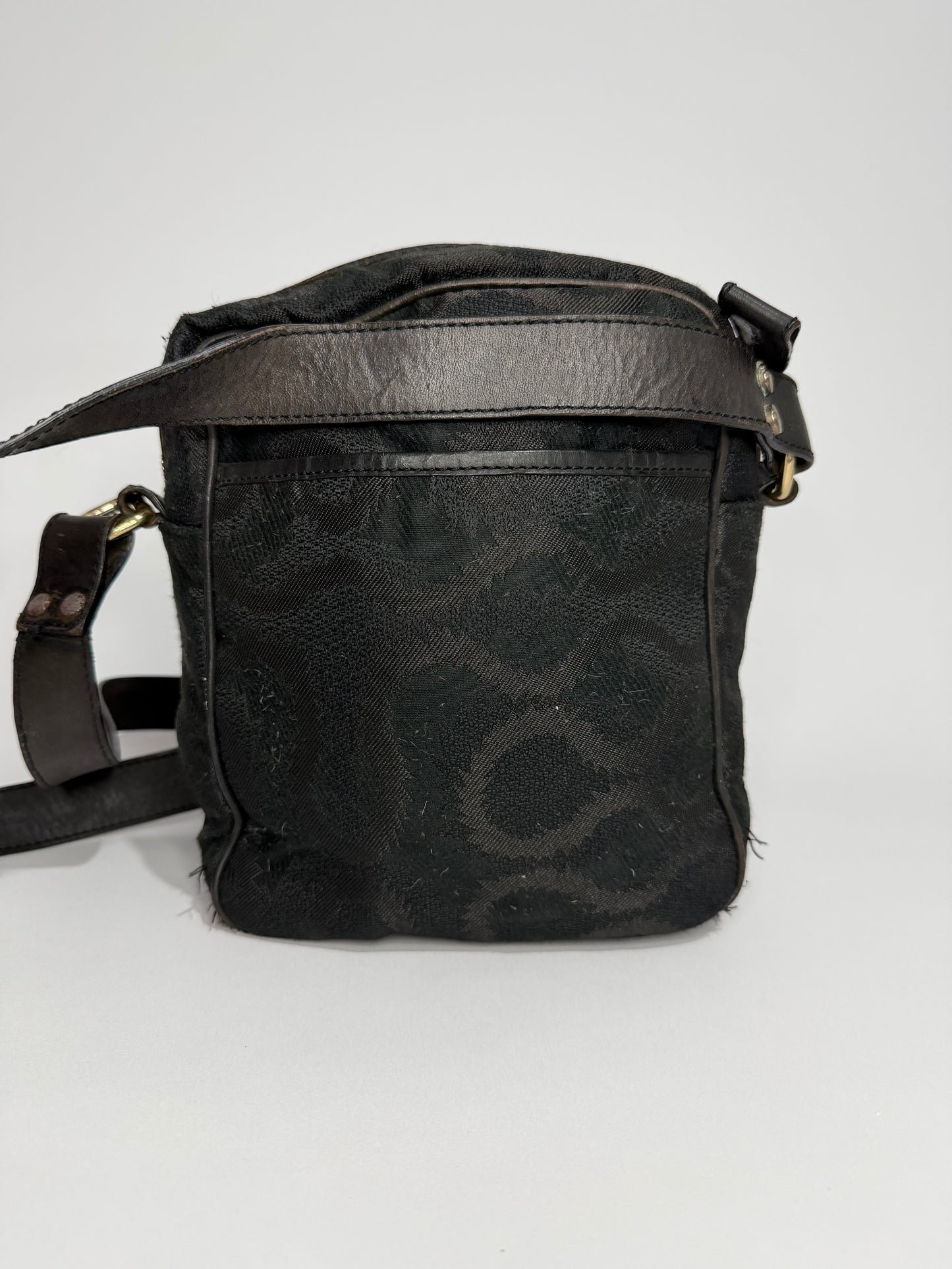 Vivienne Westwood Orb Jacquard Mini Crossbody Bag – Black Canvas & Leather Trim