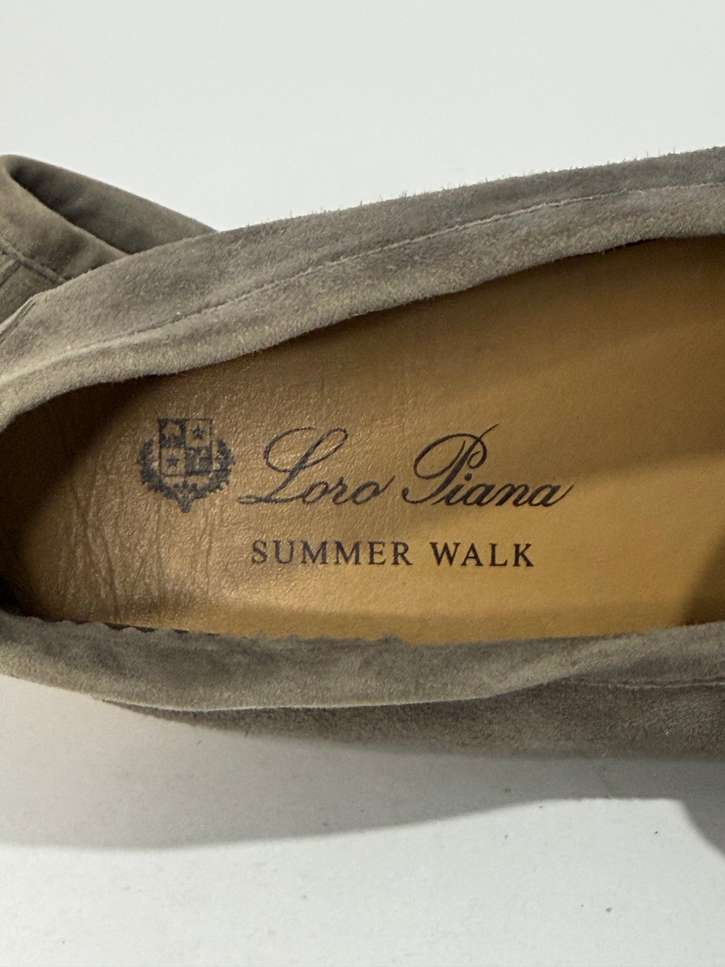 Loro Piana Grey Suede Summer Charms Walk Loafers Size 38 EU/ 8 US