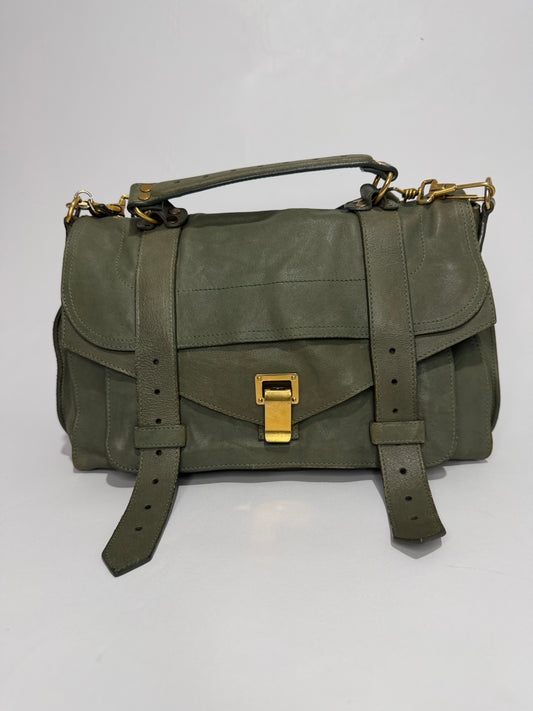 PROENZA SCHOULER  Lambskin Medium PS1 Satchel Dove Green