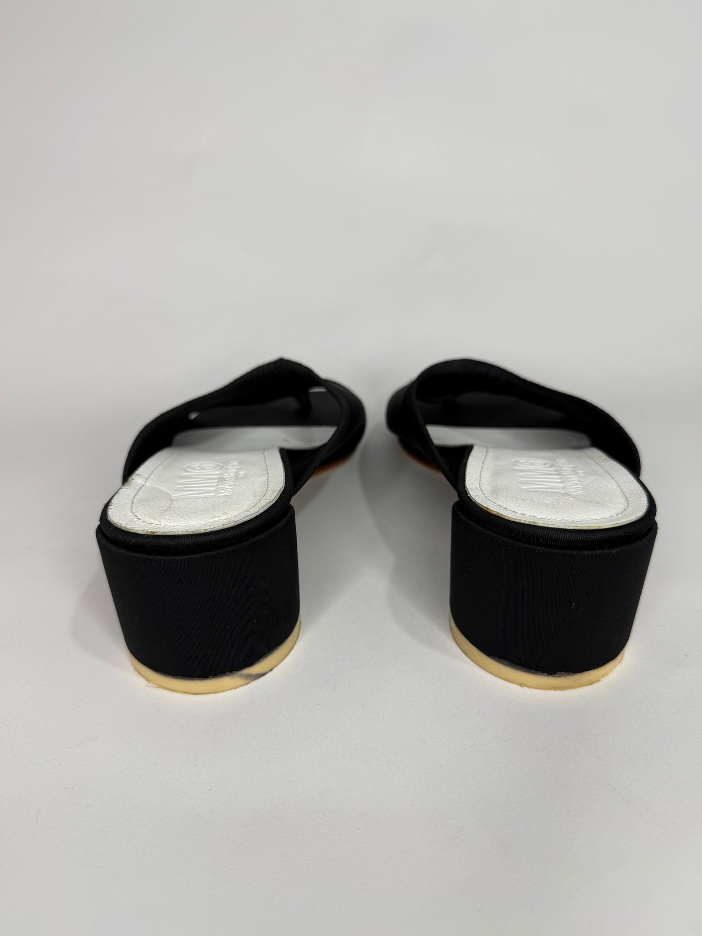 MM6 Maison Margiela Black Scuba Lyrca Heeled Sandals