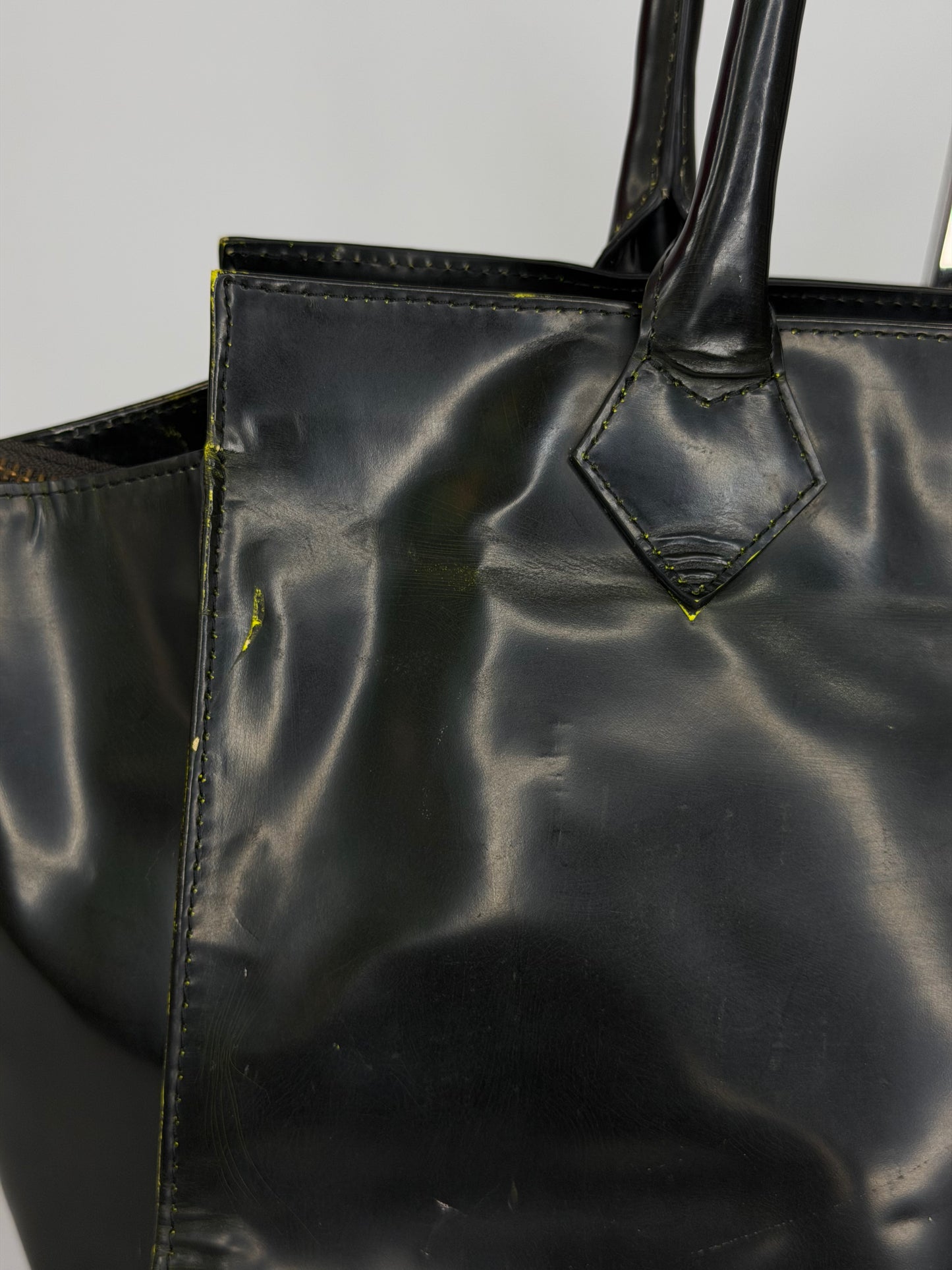 Vivienne Westwood Black Leather Floral Orb Tote Bag – Yellow Baroque Print