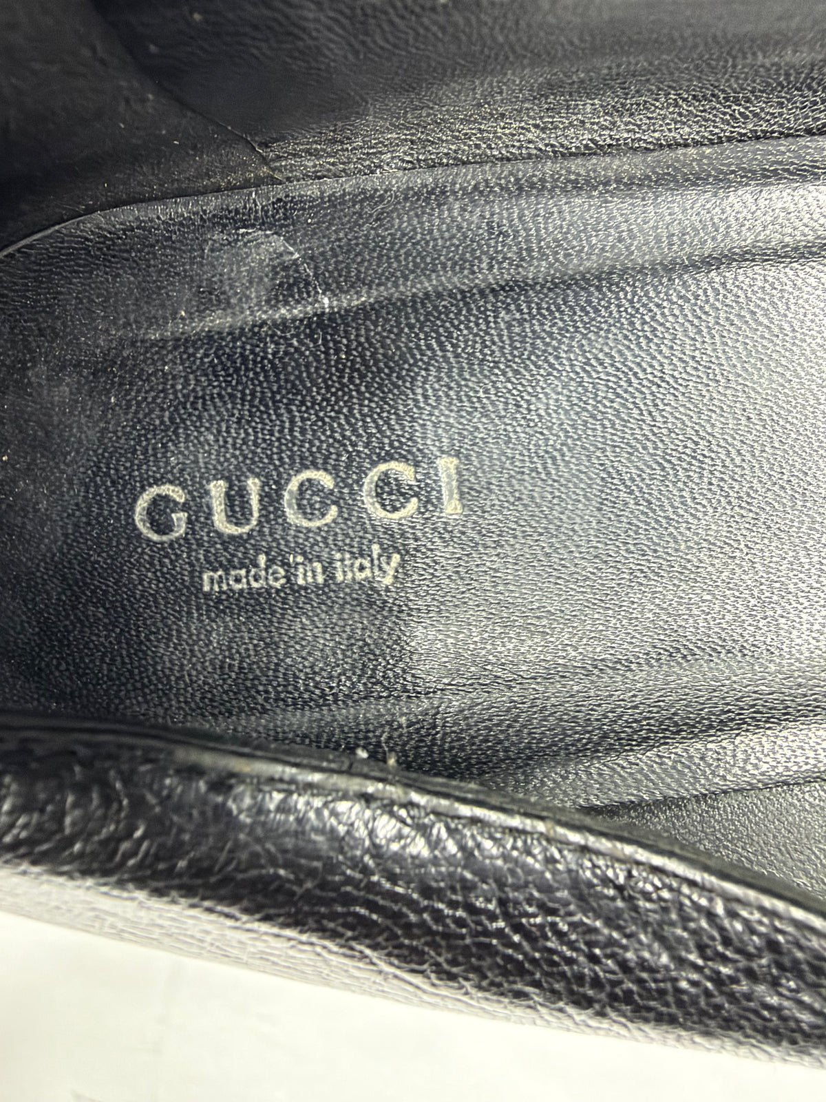 Gucci Black Leather GG Web Stripe Flats Loafers Made in Italy Size 38C