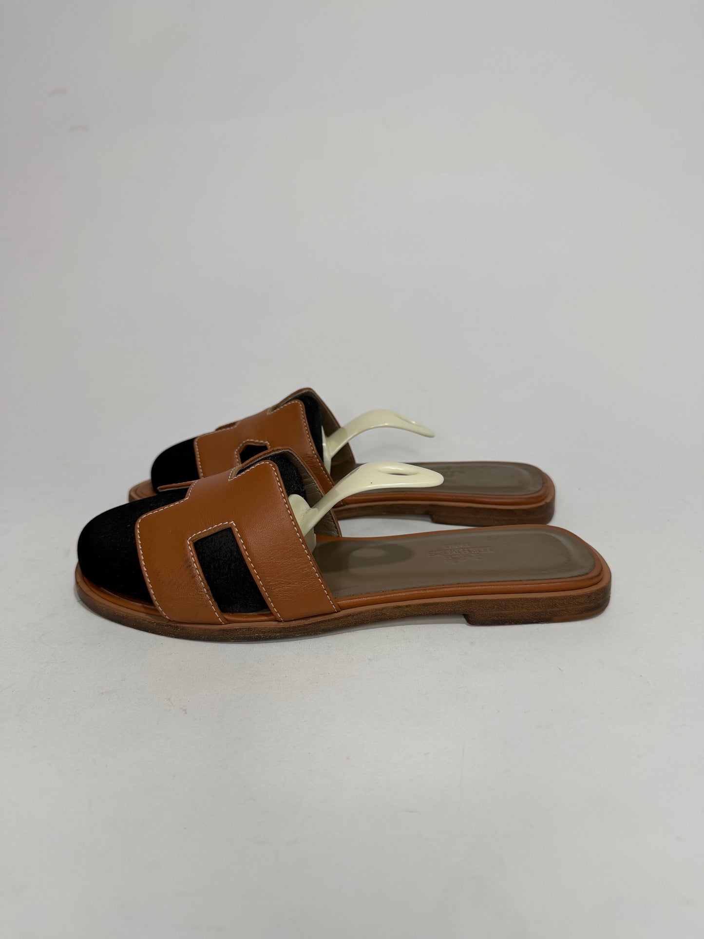 HERMES Brown Box Calfskin Oran Sandals 36 EU/ 6 US / 3 UK