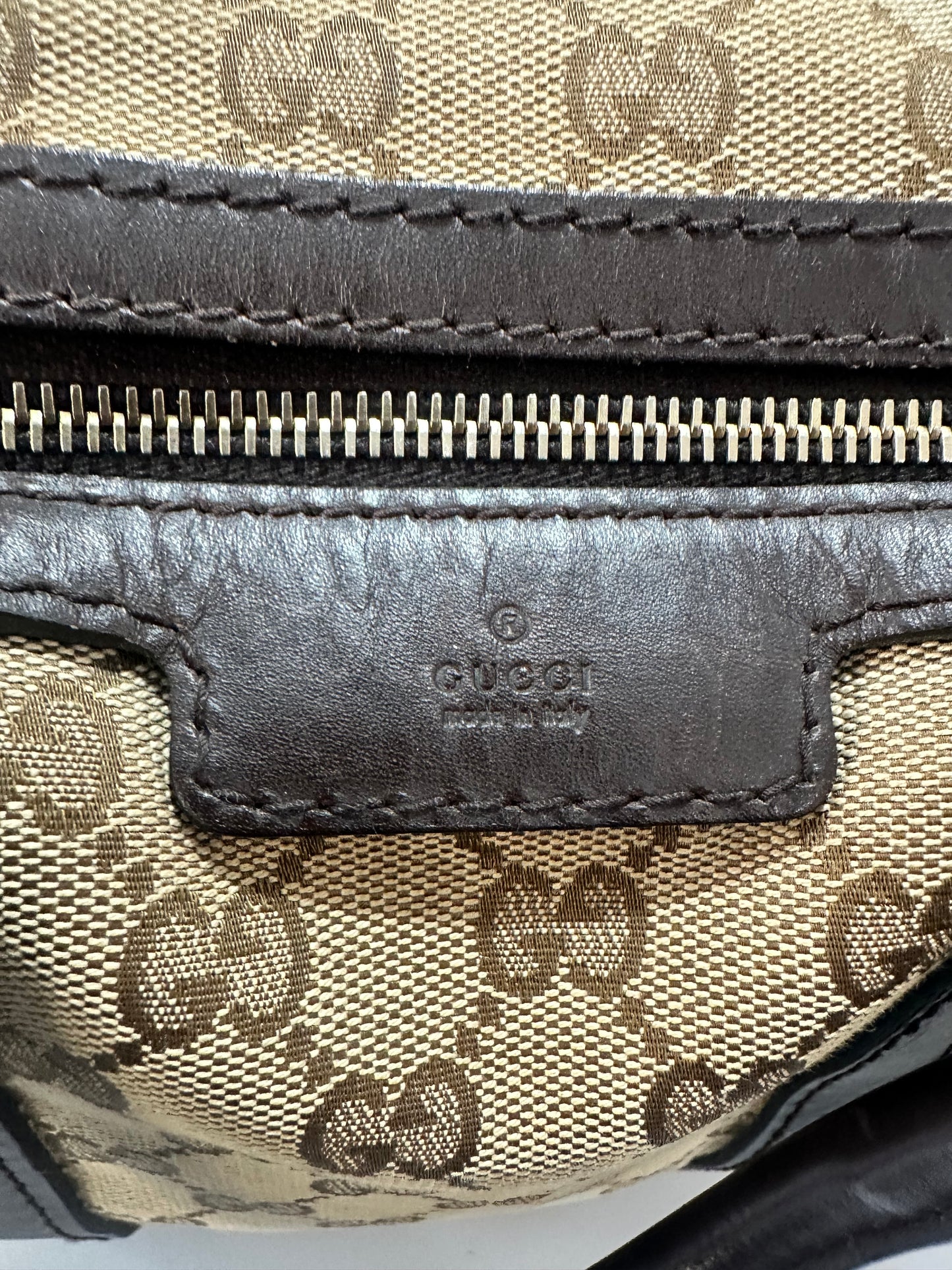 Gucci Beige/Brown Canvas Web Original GG Boston Bag