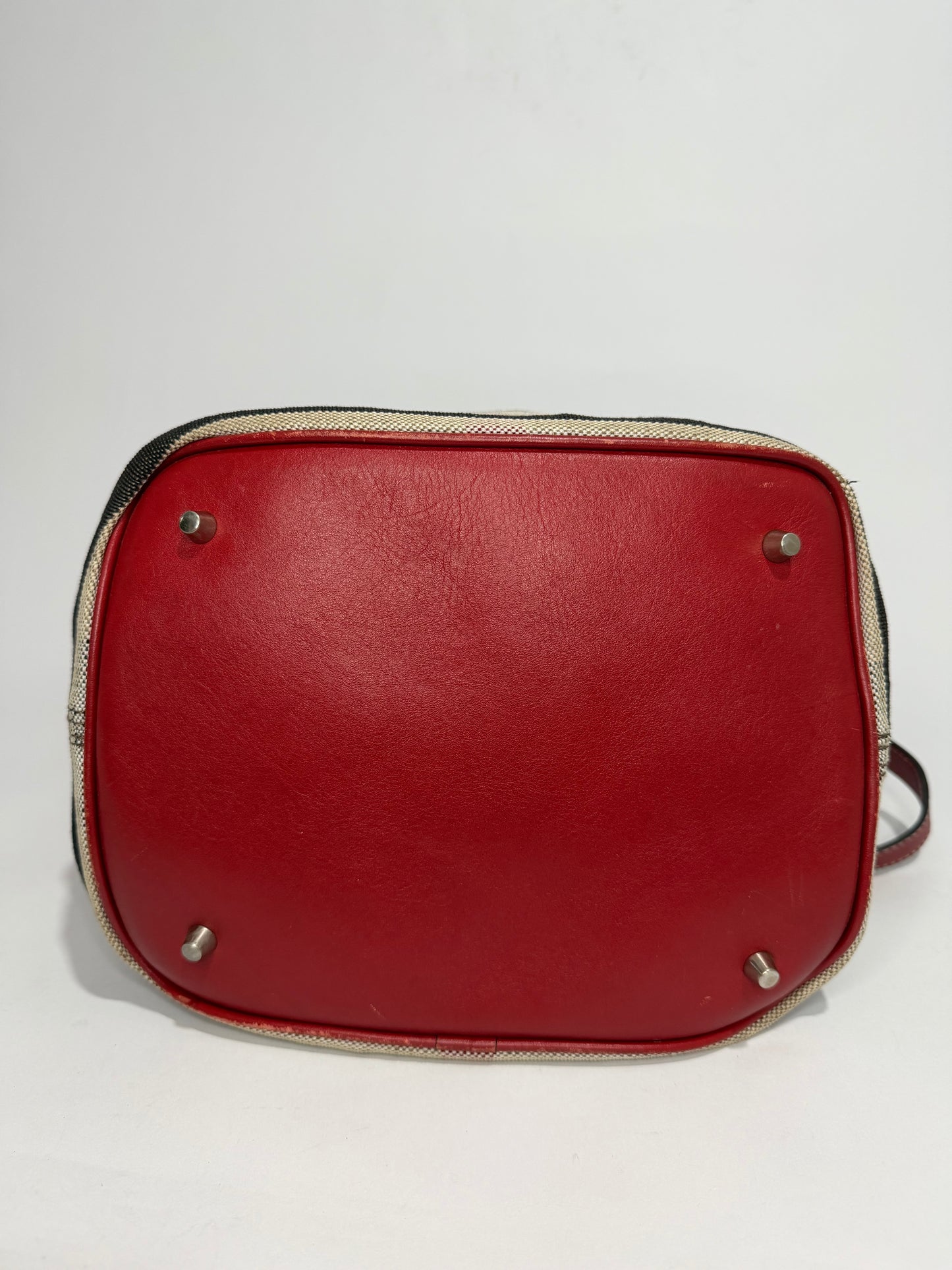 BURBERRY Canvas Mega Check Medium Ashby Hobo Saddle
