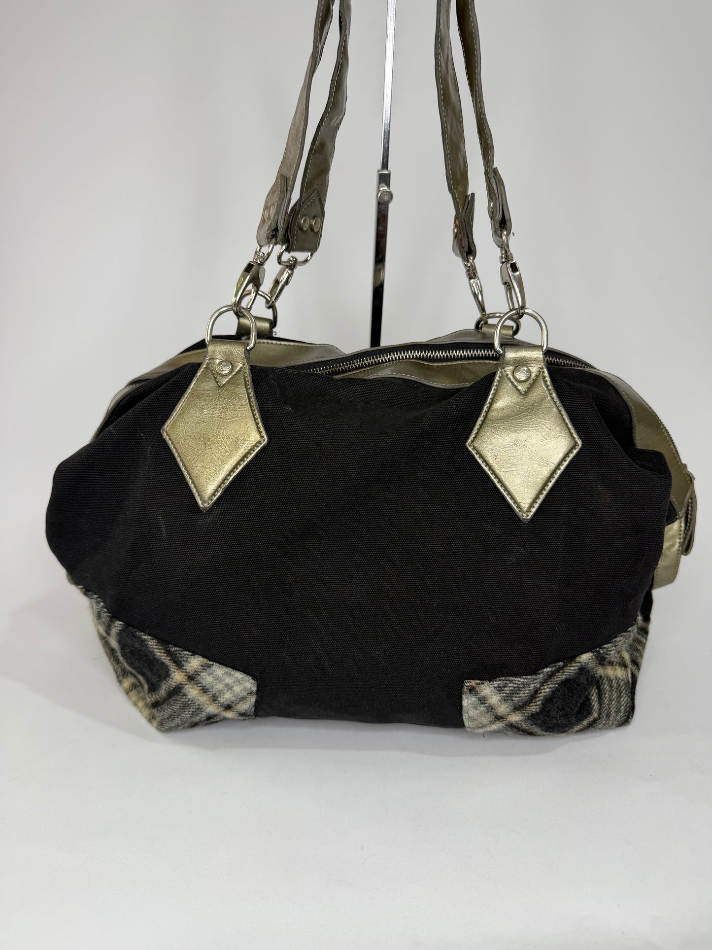 VIVIENNE WESTWOOD Multicolor Plaid Tote Bag.