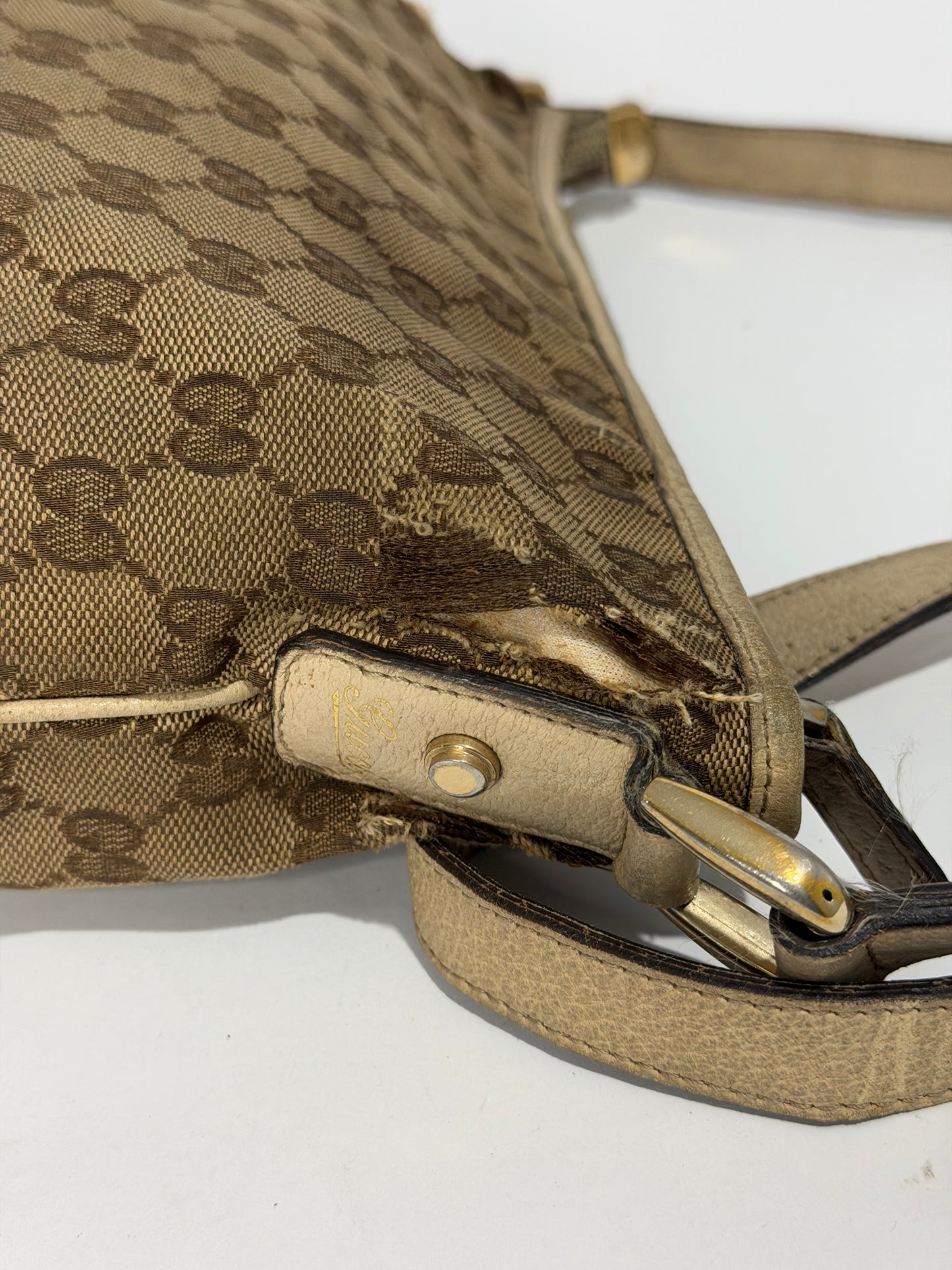 Gucci Brown/Beige GG Canvas Abbey D-Ring Handbag