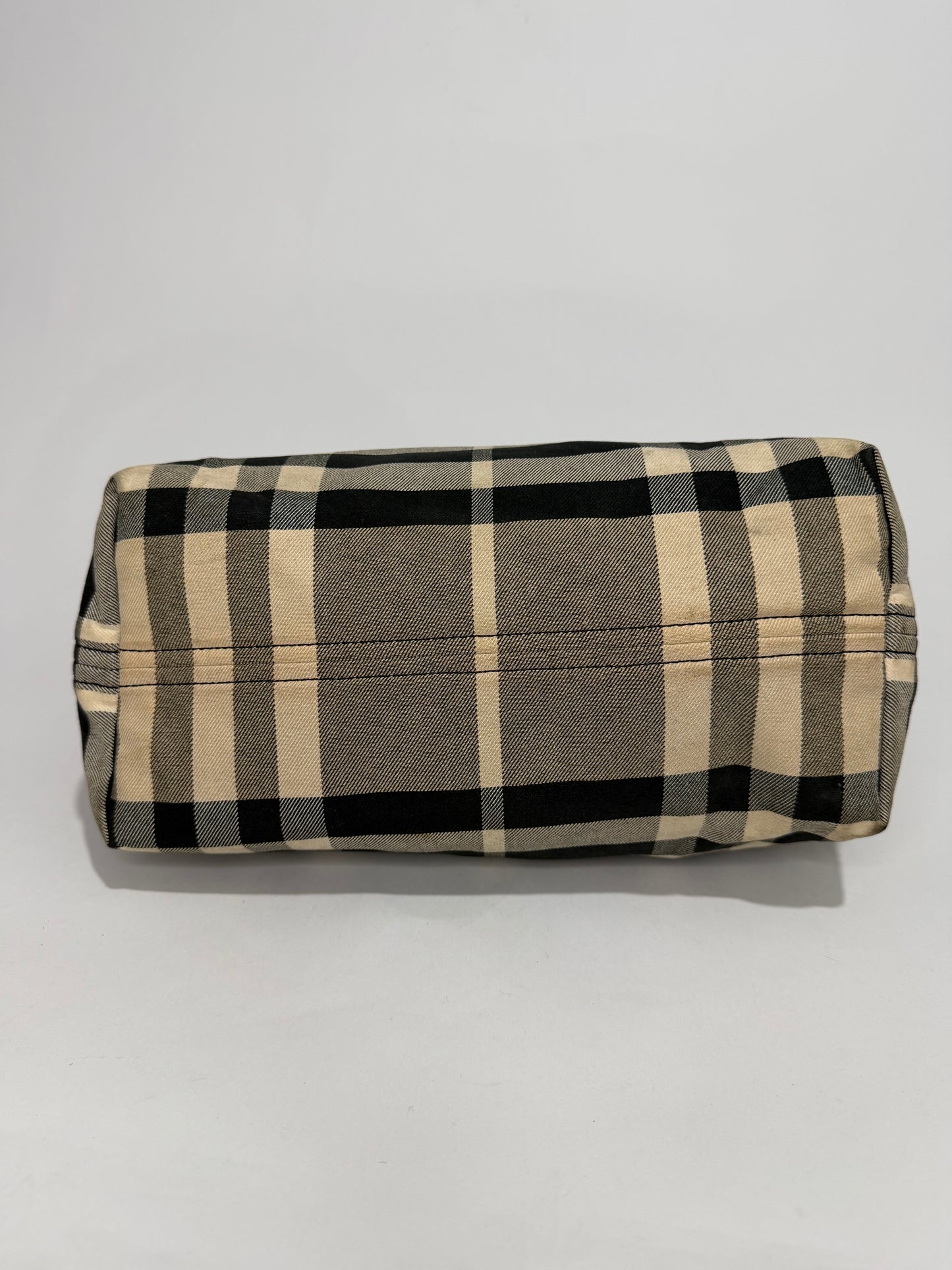 Burberry Grey/Black House Check Canvas and Leather Tote