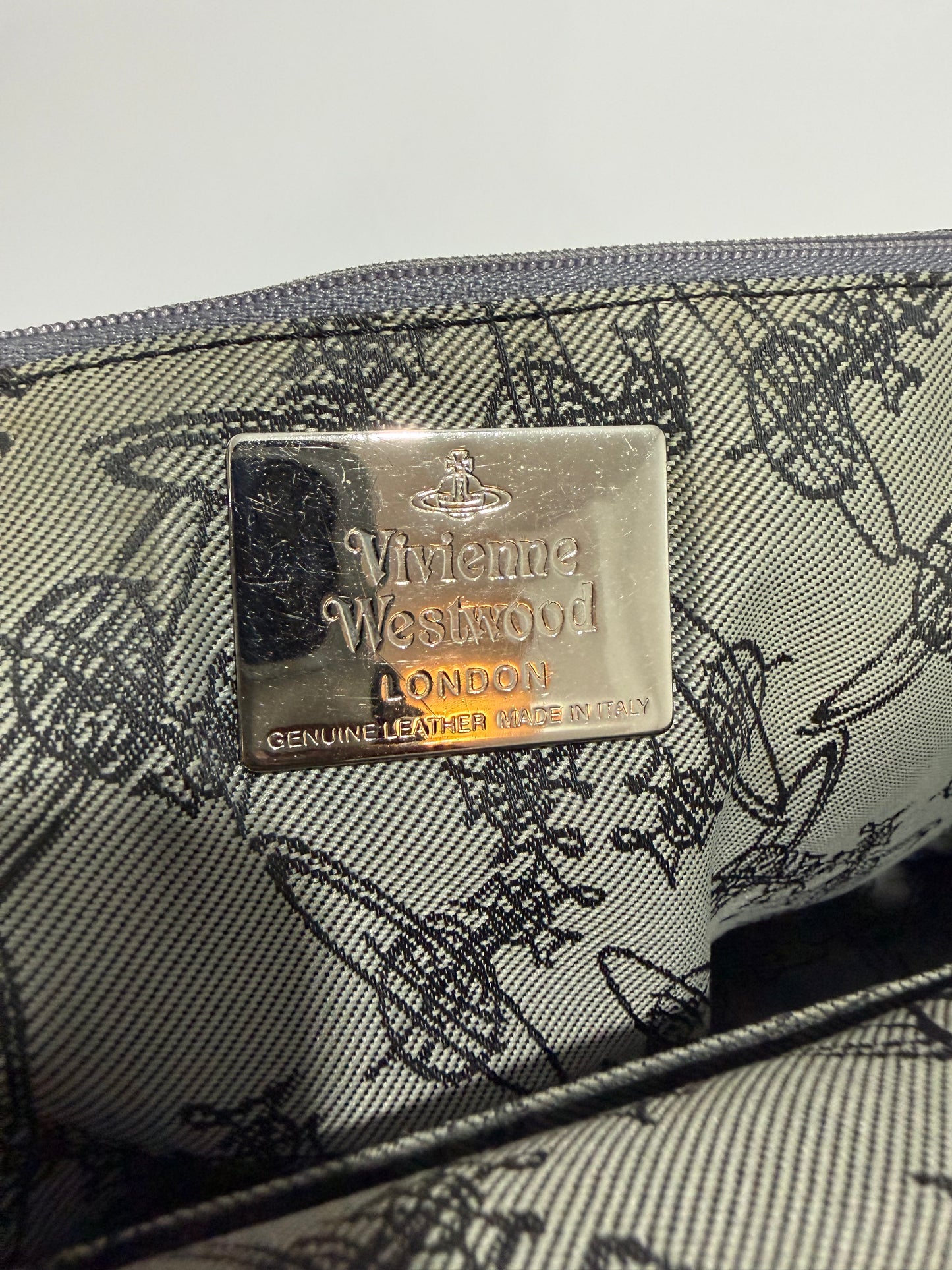 Vivienne Westwood Leopard Print Canvas & Leather Shoulder Tote Bag
