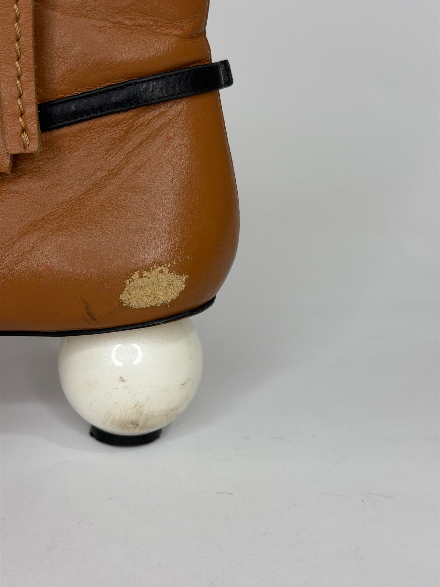 J.W. Anderson Tan Leather Ball-Heel Ankle Boots Size 37 EU/ 7 US / 4 UK