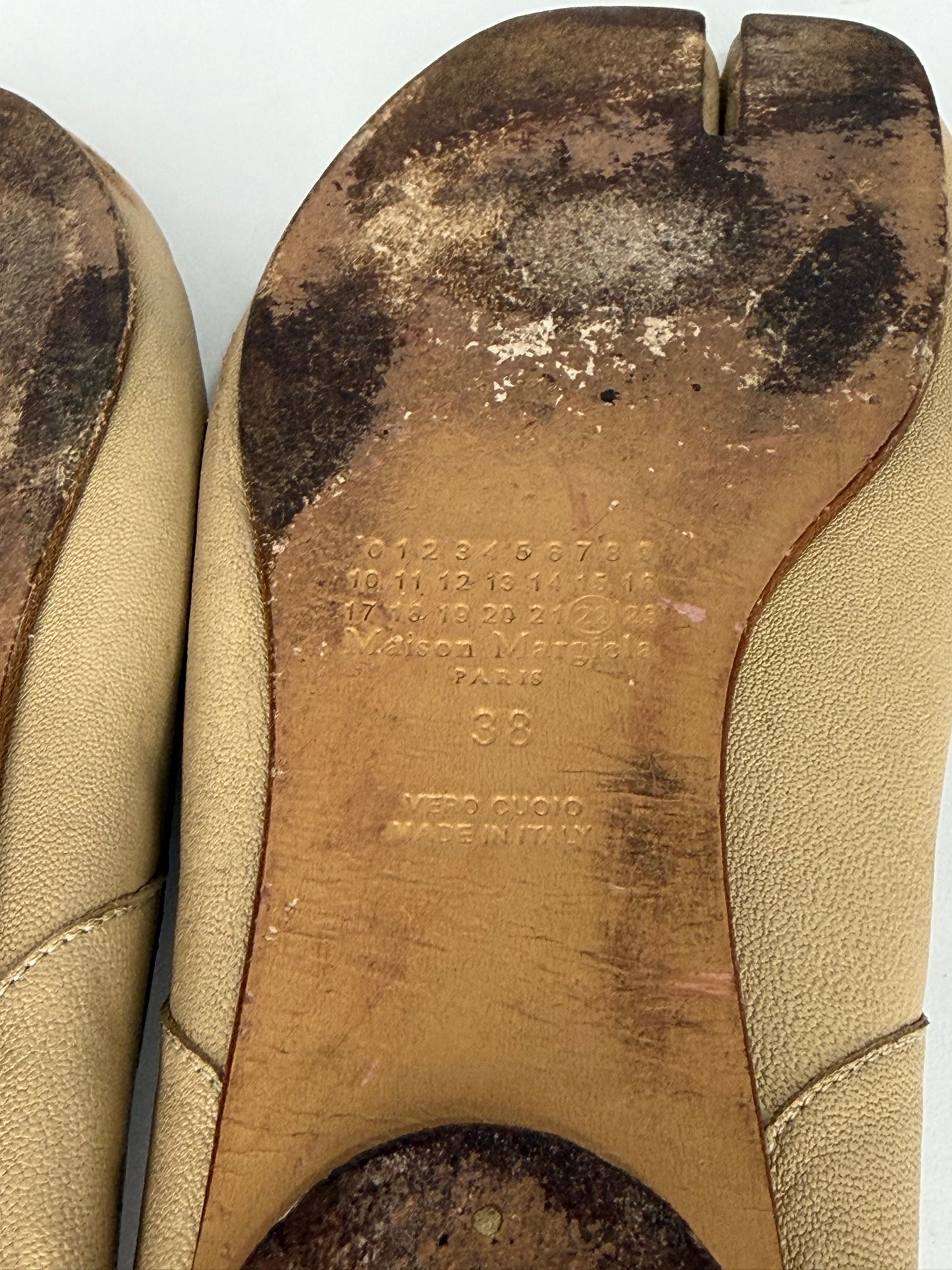 Maison Margiela Tabi Ballet Flats Brown Leather Split-Toe EU 38/ 8 US/ 5 UK