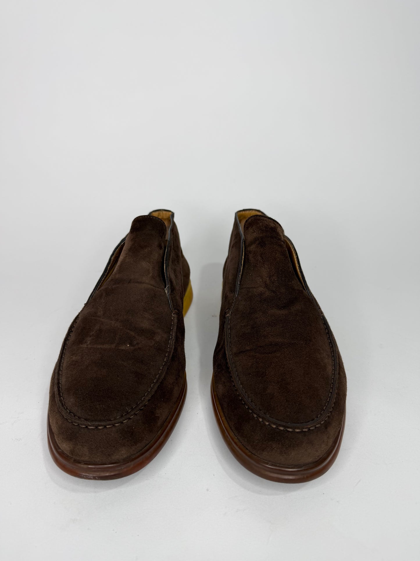 Loro Piana Open Walk Dark Brown Suede Ankle Length Boots