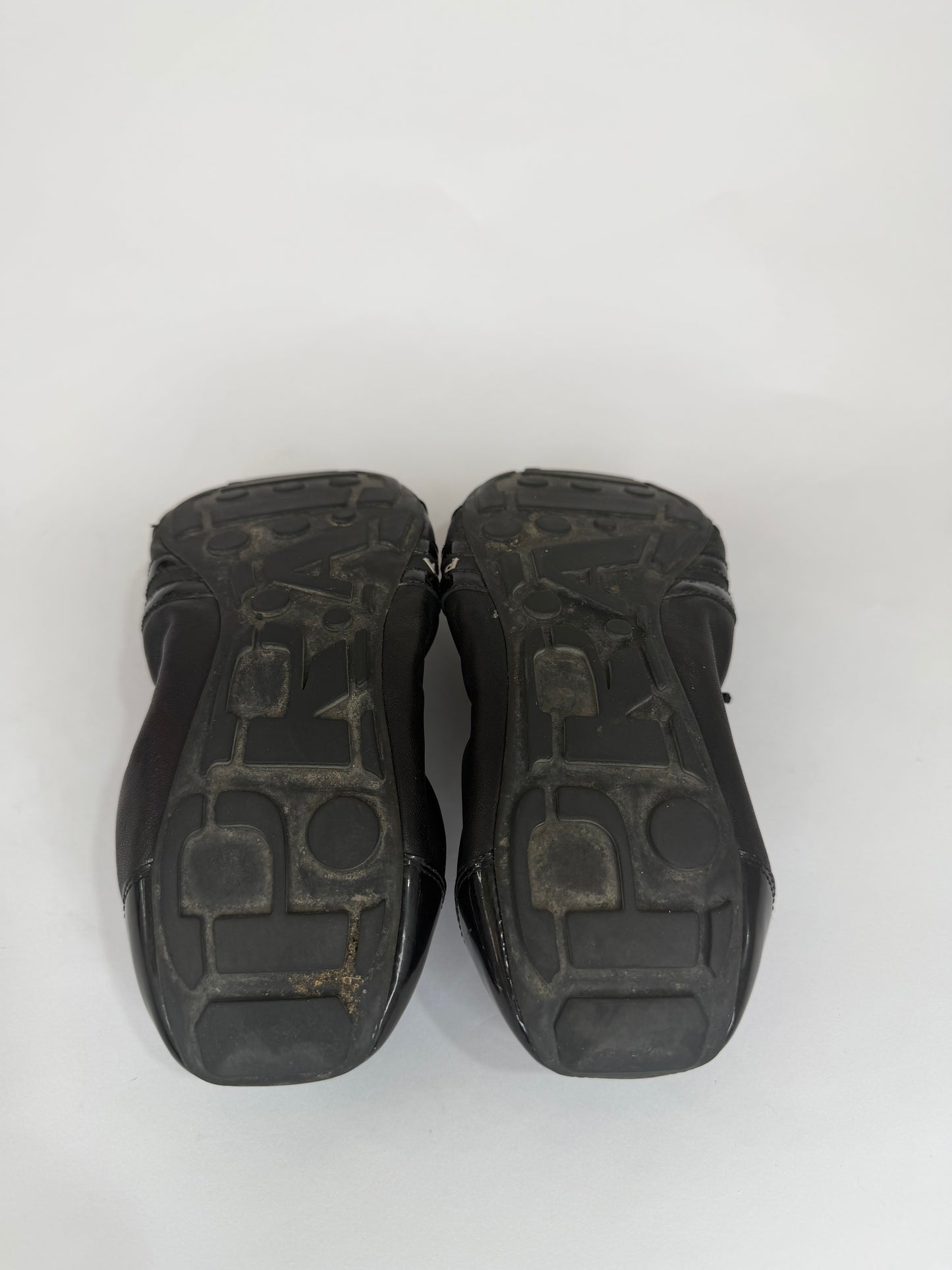 Prada Black Nylon and Leather Lace Up Flats Size 38 EU/ 8 US / 5 UK