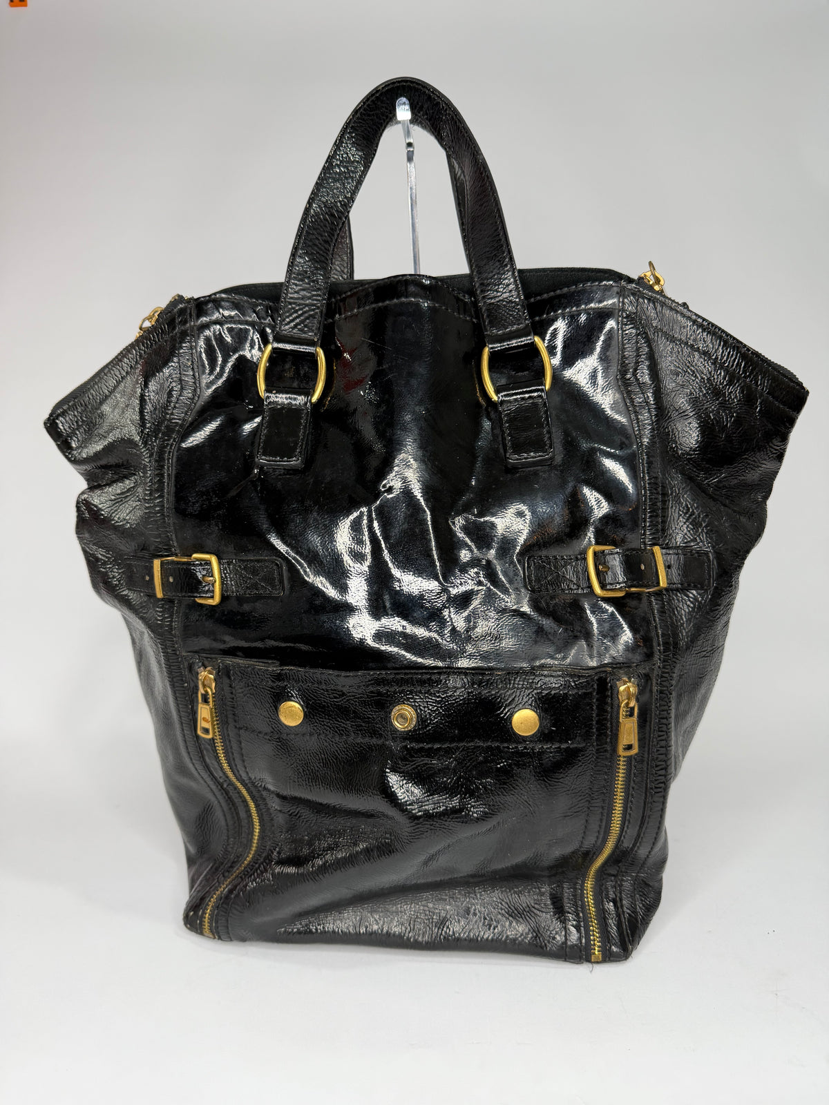 YVES SAINT LAURENT
Black Patent Leather Large Downtown Tote Bag