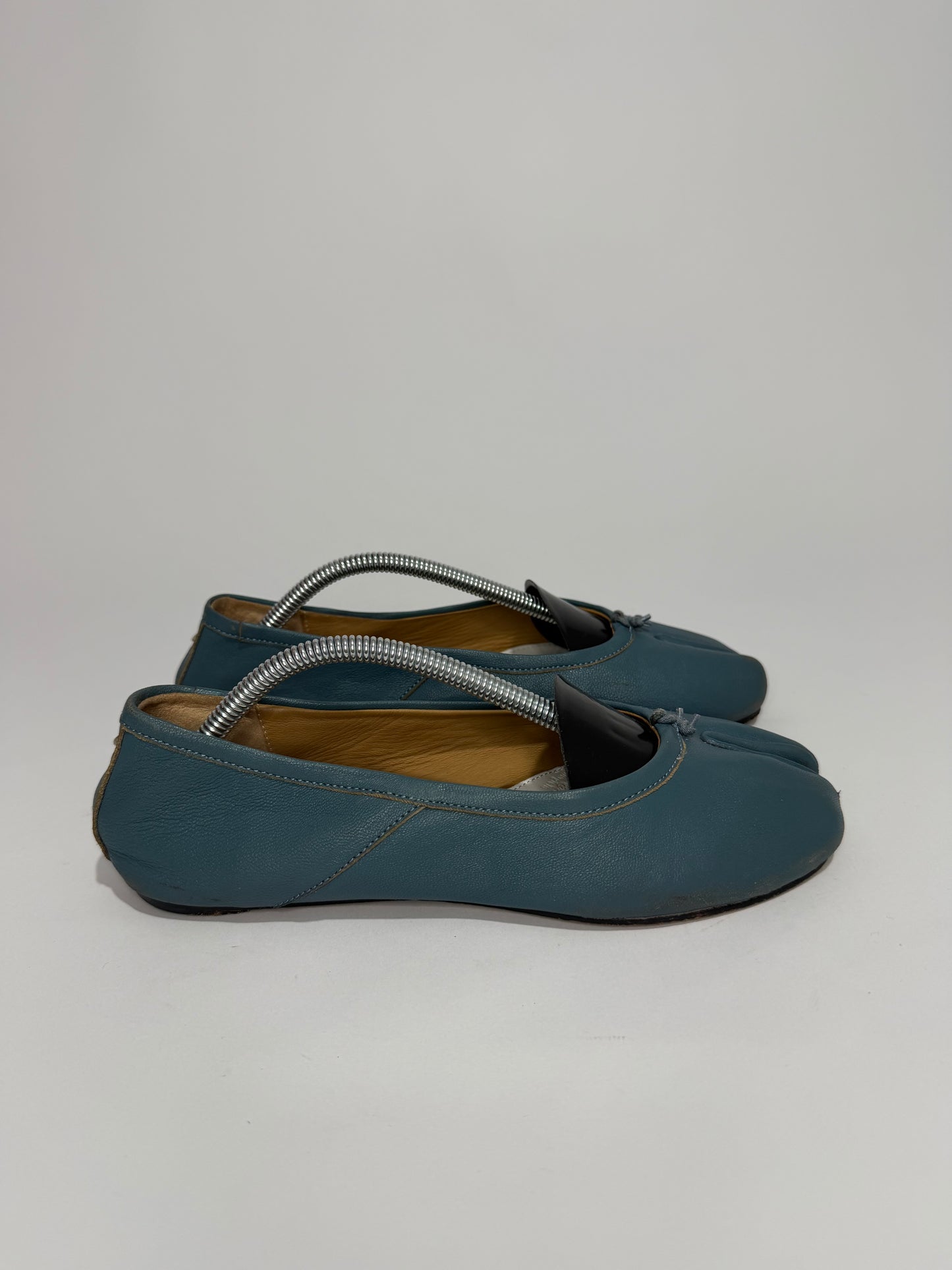 Maison Margiela Tabi Ballet Flats Blue Leather Split-Toe EU 37