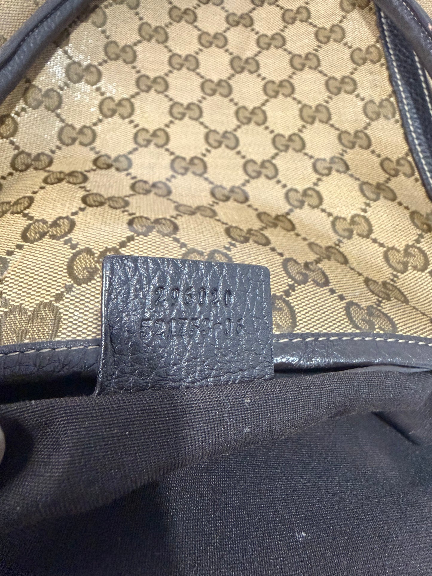 GUCCI
Beige/Ebony 'GG Crystal' Coated Canvas Joy Large Tote Bag