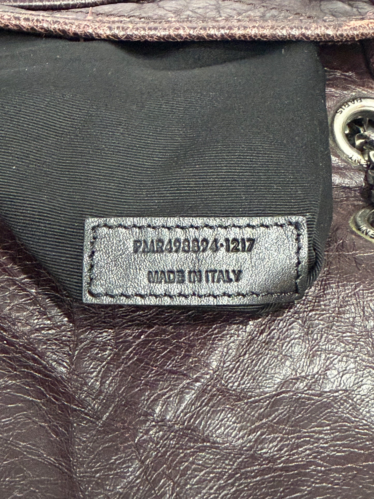 SAINT LAURENT
Crinkled Calfskin Matelasse Monogram Medium Niki Chain Satchel Brown