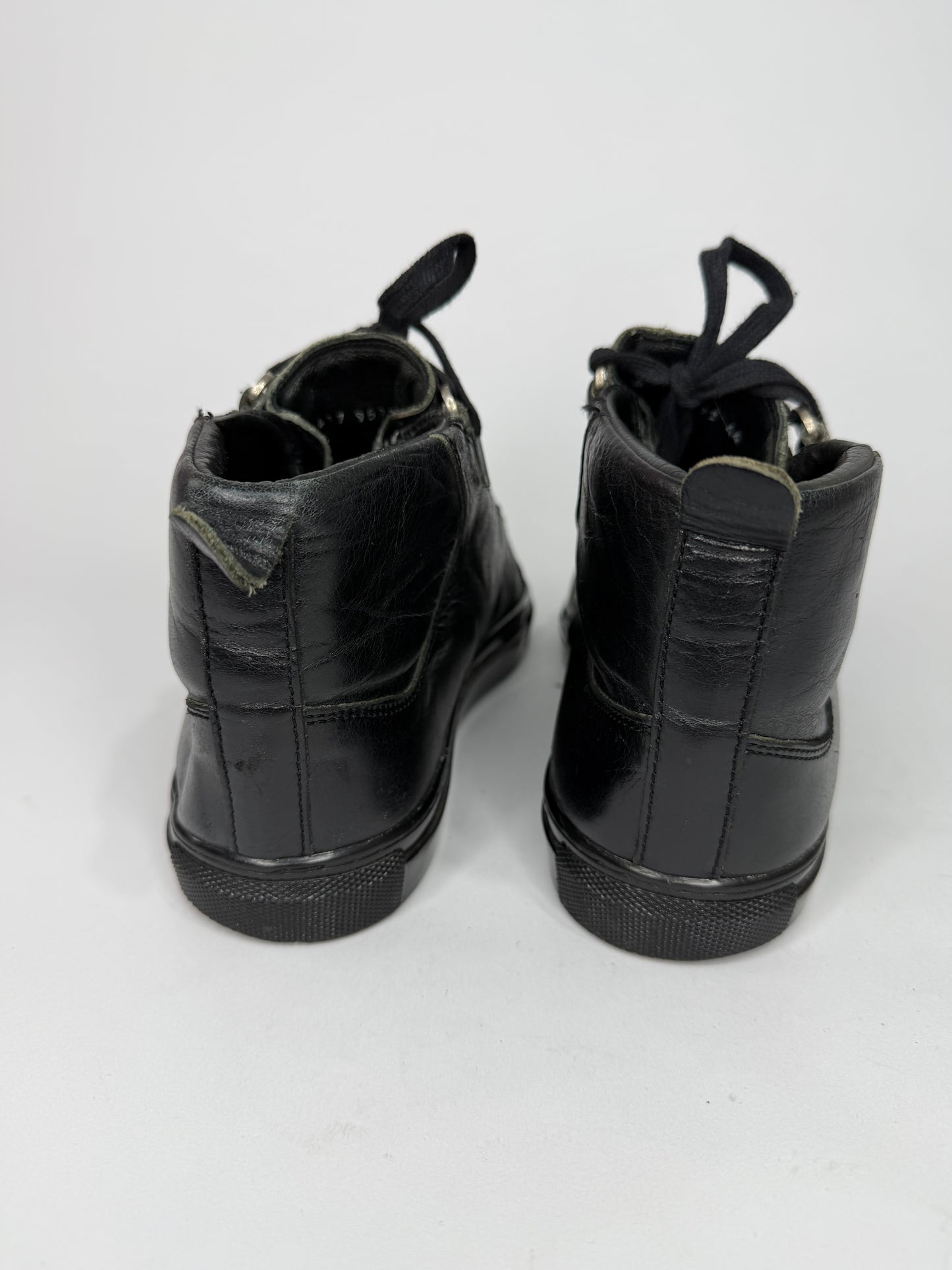 Balenciaga Black Leather Arena High Top Sneakers Size 44