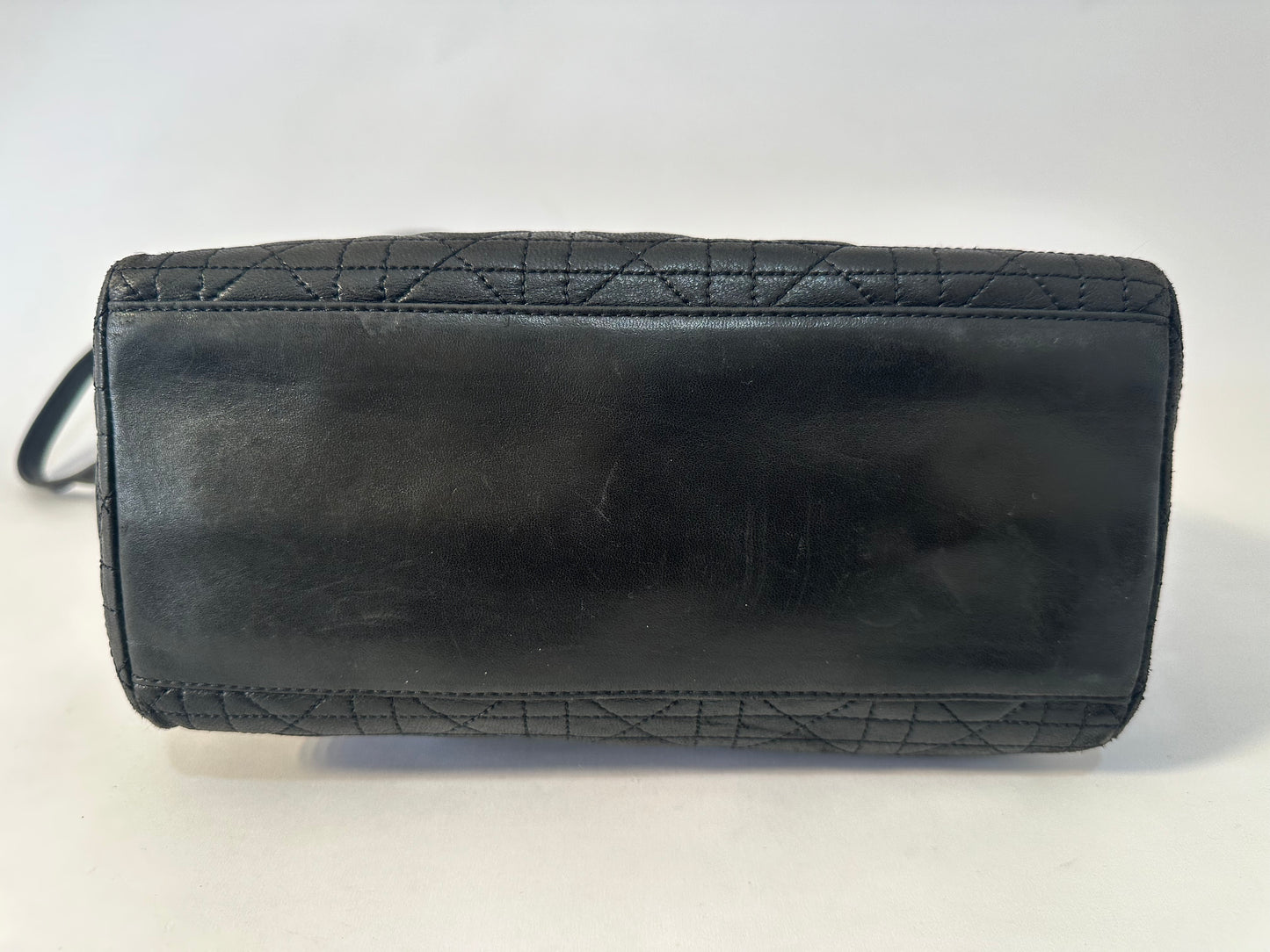 VintageDior Black Cannage Leather Medium Lady Dior Tote