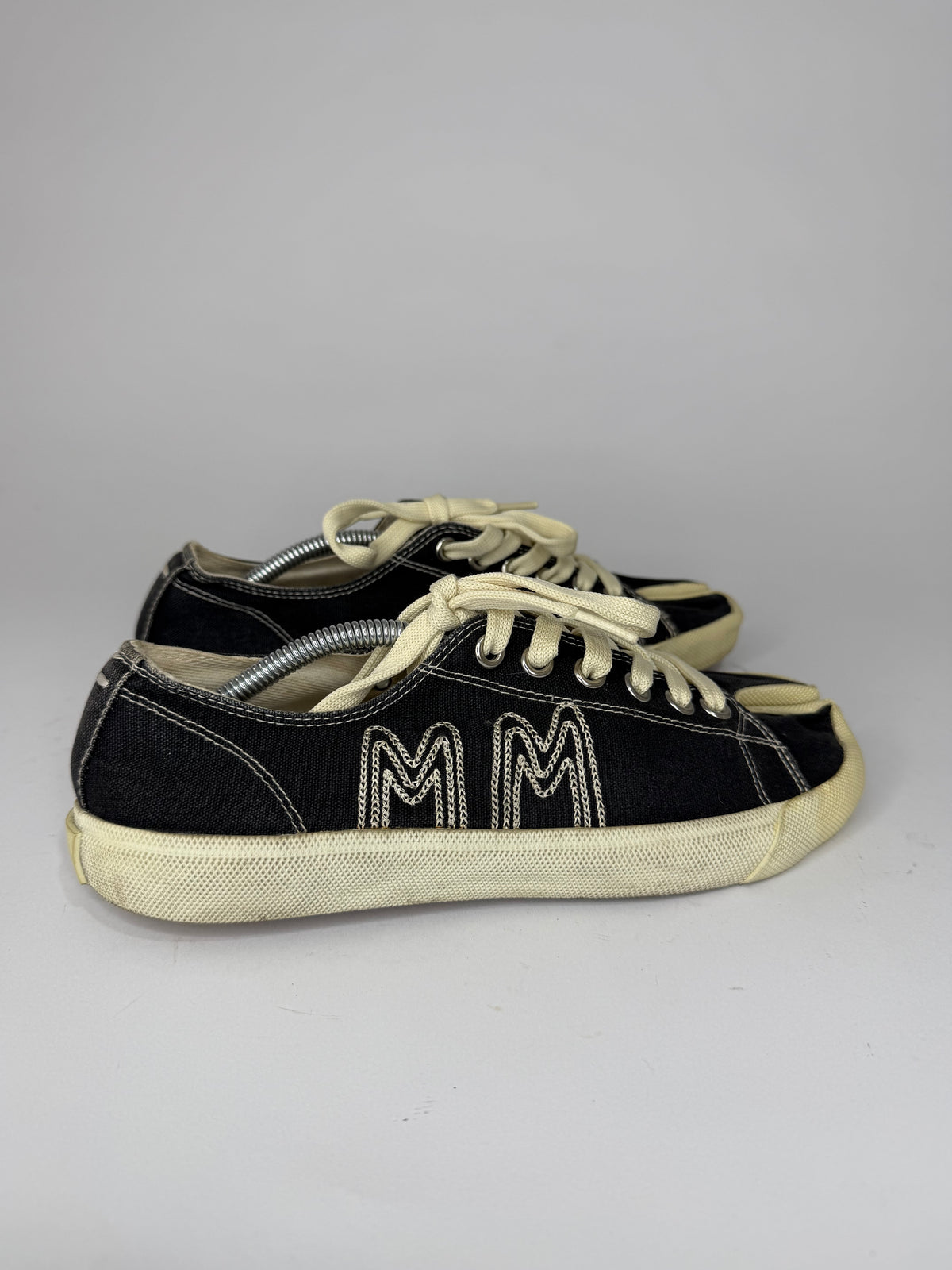 Maison Margiela Black Canvas Embroidery Tabi Sneakers Size 39 EU/ 7 US