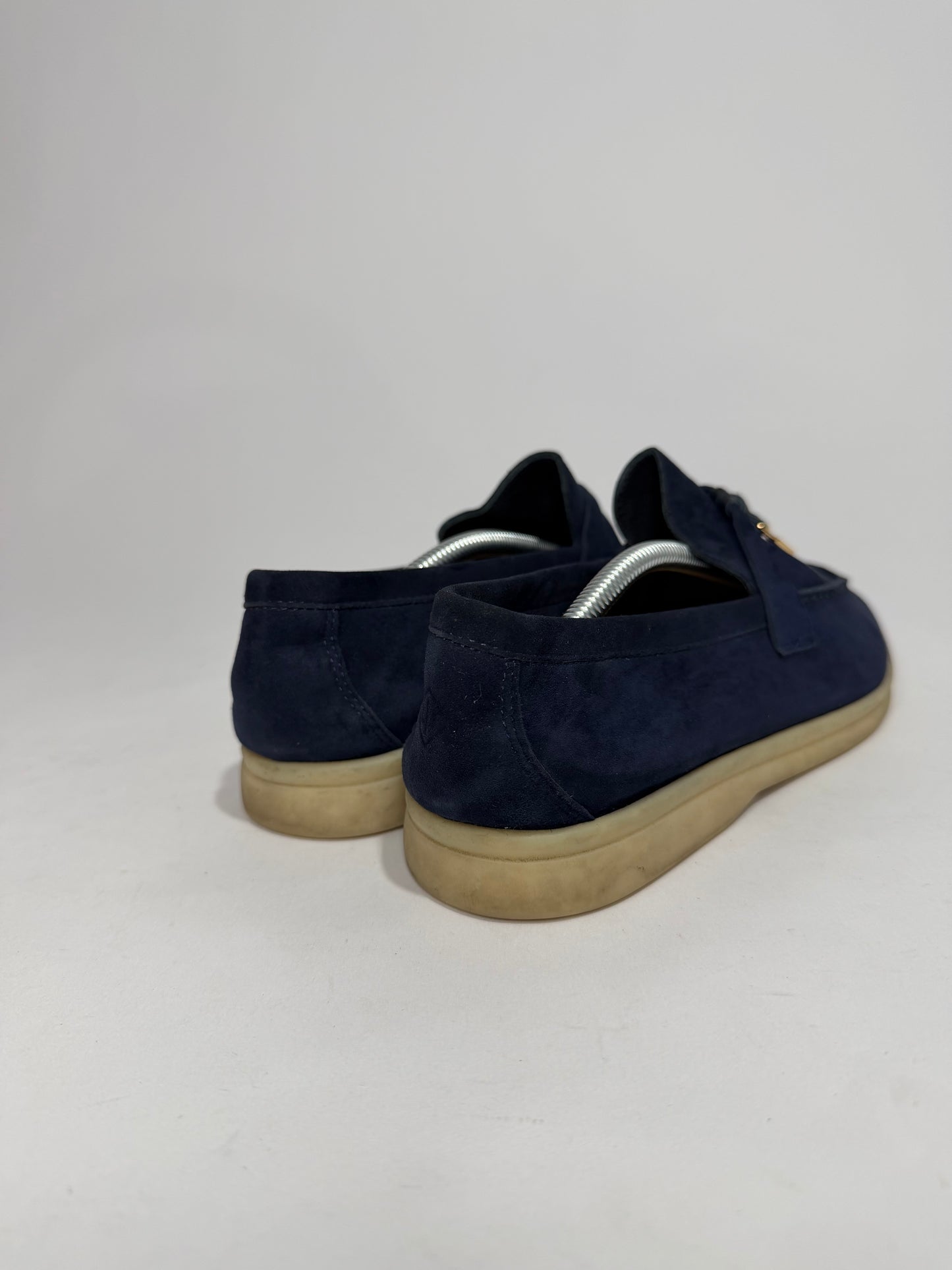 Loro Piana Navy Blue Suede Summer Charms Walk Loafers Size 40 EU/ 10 US