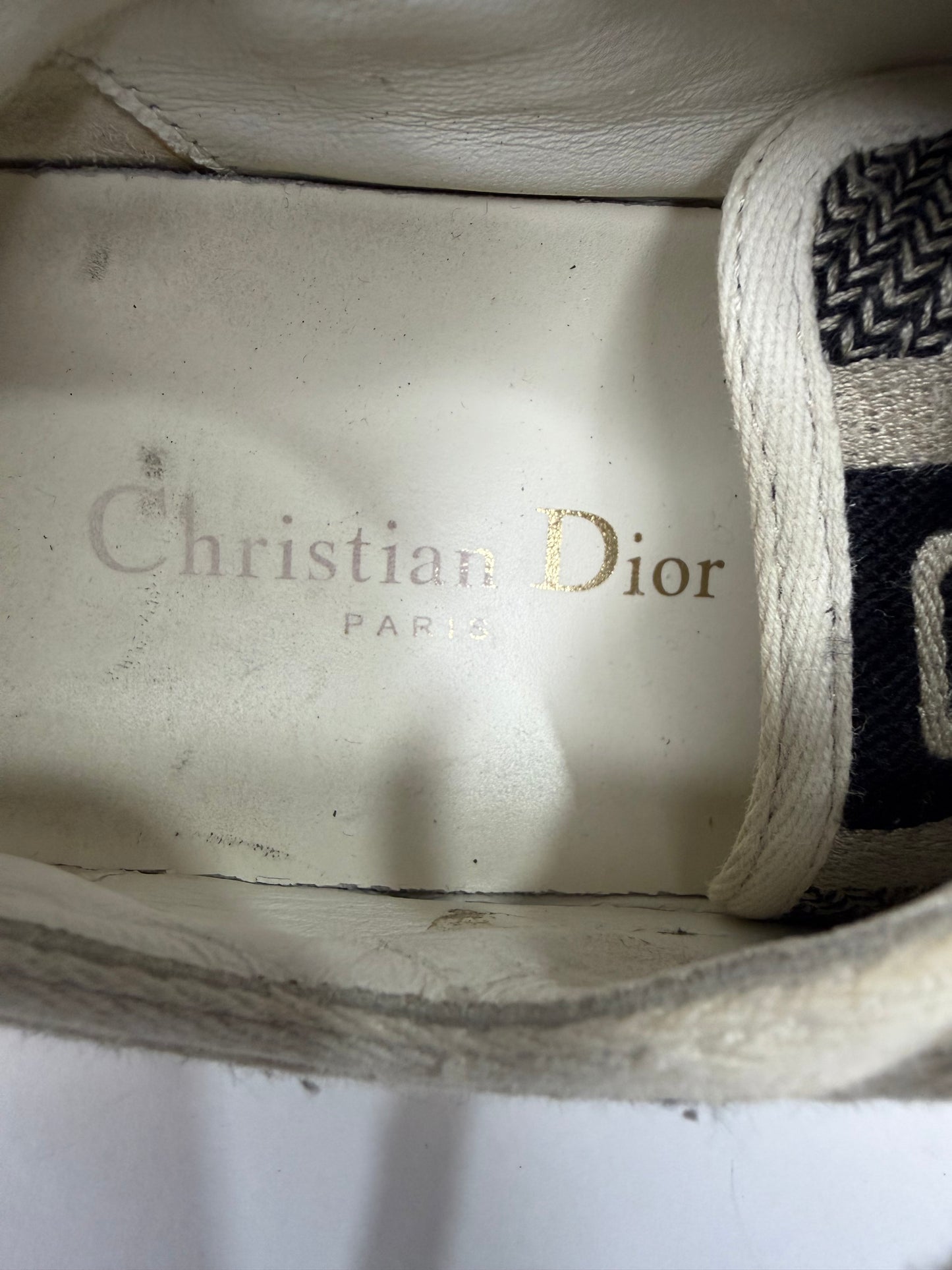 Dior Walk'n'Dior Navy Black/Beige Jacquard Low Top Sneakers Size 36 EU/ 6 US