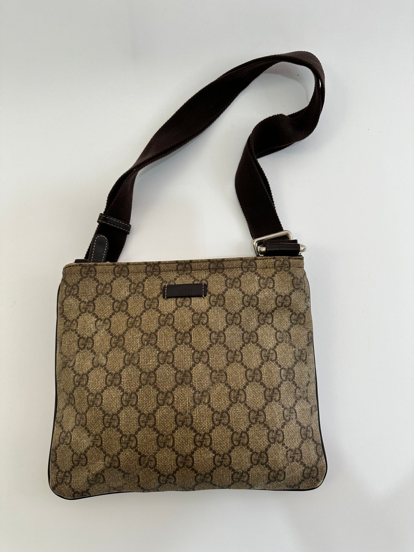 Gucci Beige GG Coated Canvas Crossbody Bag