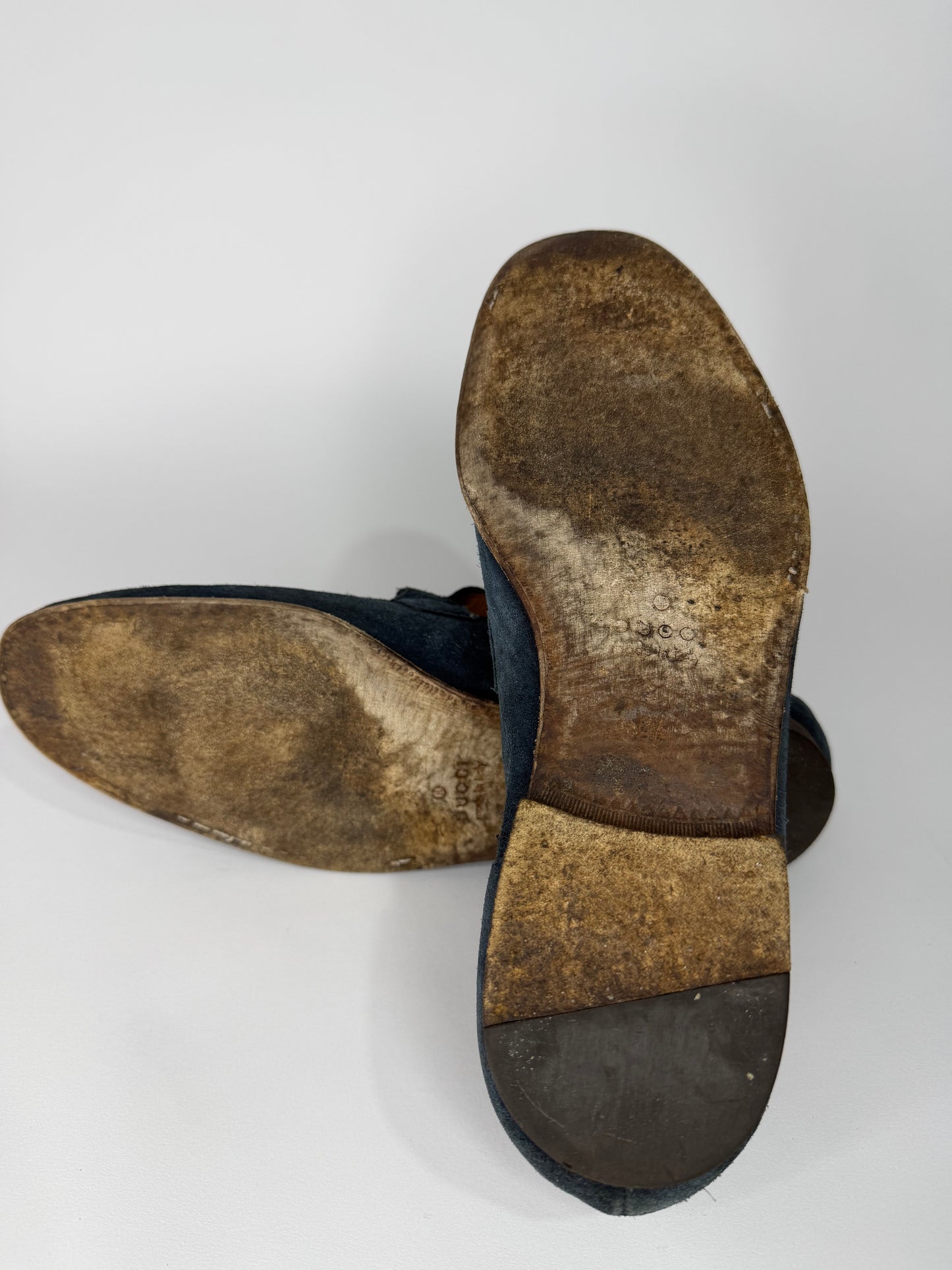 Gucci Navy Blue Suede Web Horsebit Loafers Size 8.5 UK/ 9.5 US/ 42.5 EU