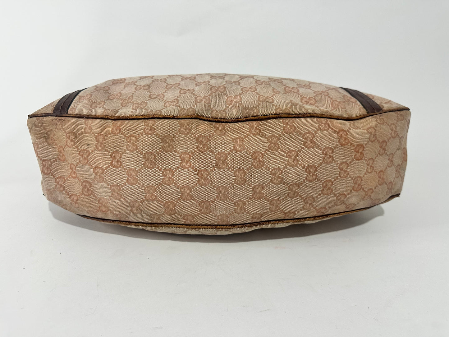 Gucci Vintage Coated Canvas Monogram Flap Shoulder Bag Ebony