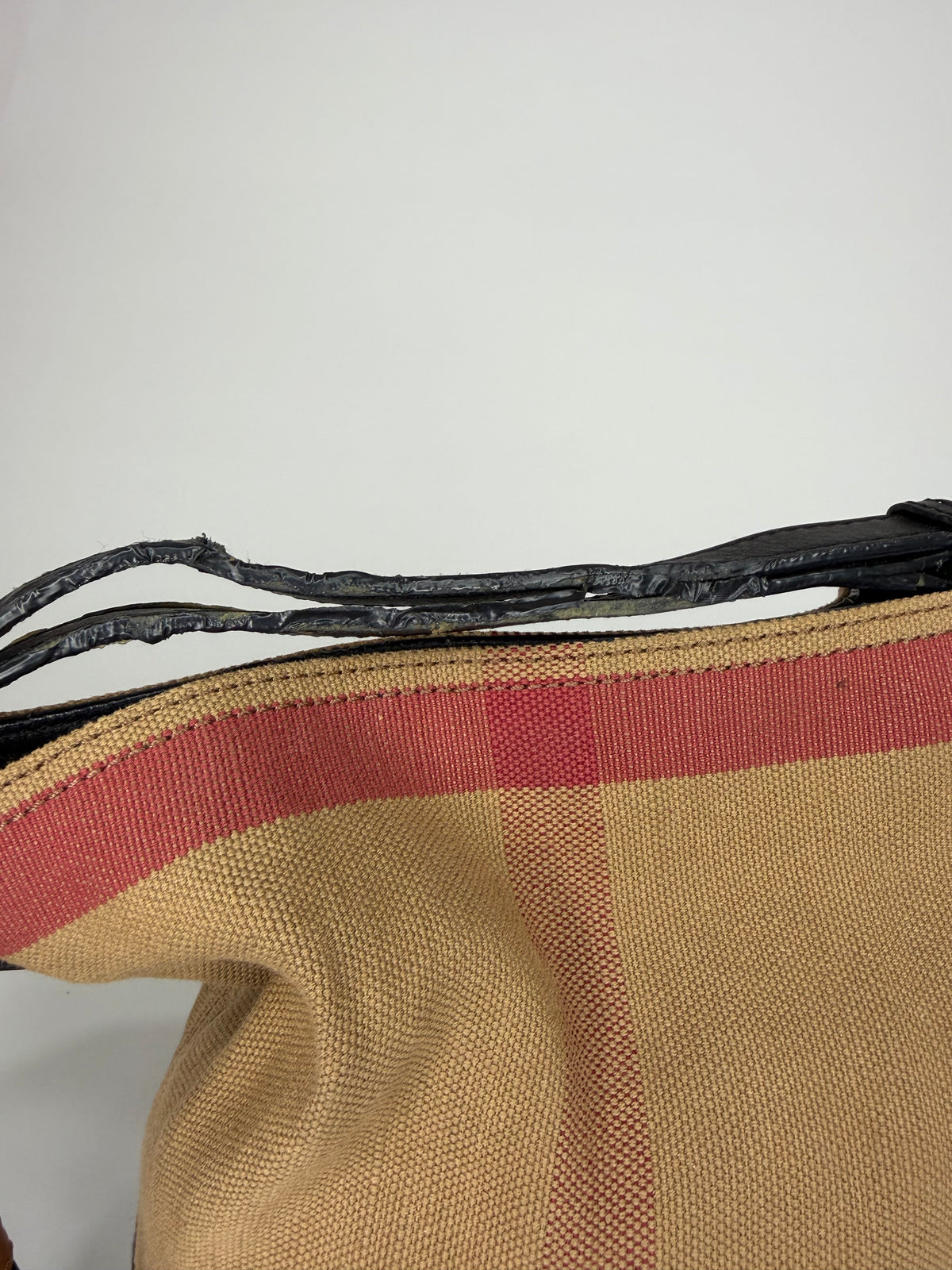 BURBERRY Canvas Mega Check Mini Ashby Tassel Crossbody Brown