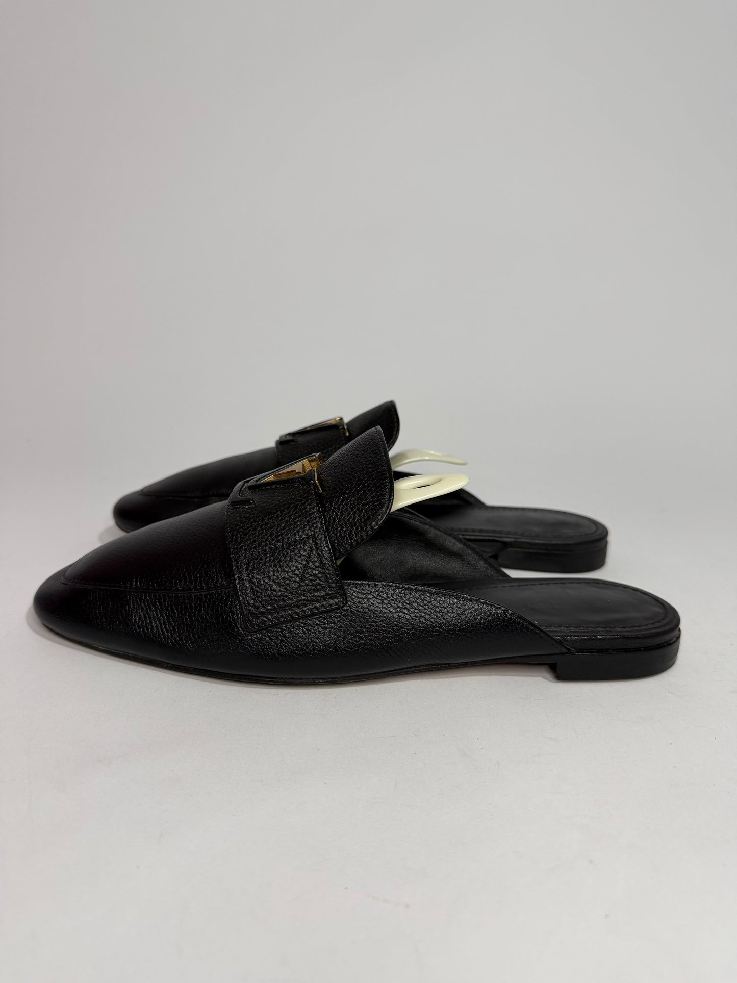 Louis Vuitton Black Leather LV Capri Open Loafer Mules Size 39 EU/ 9 US/ 6 UK