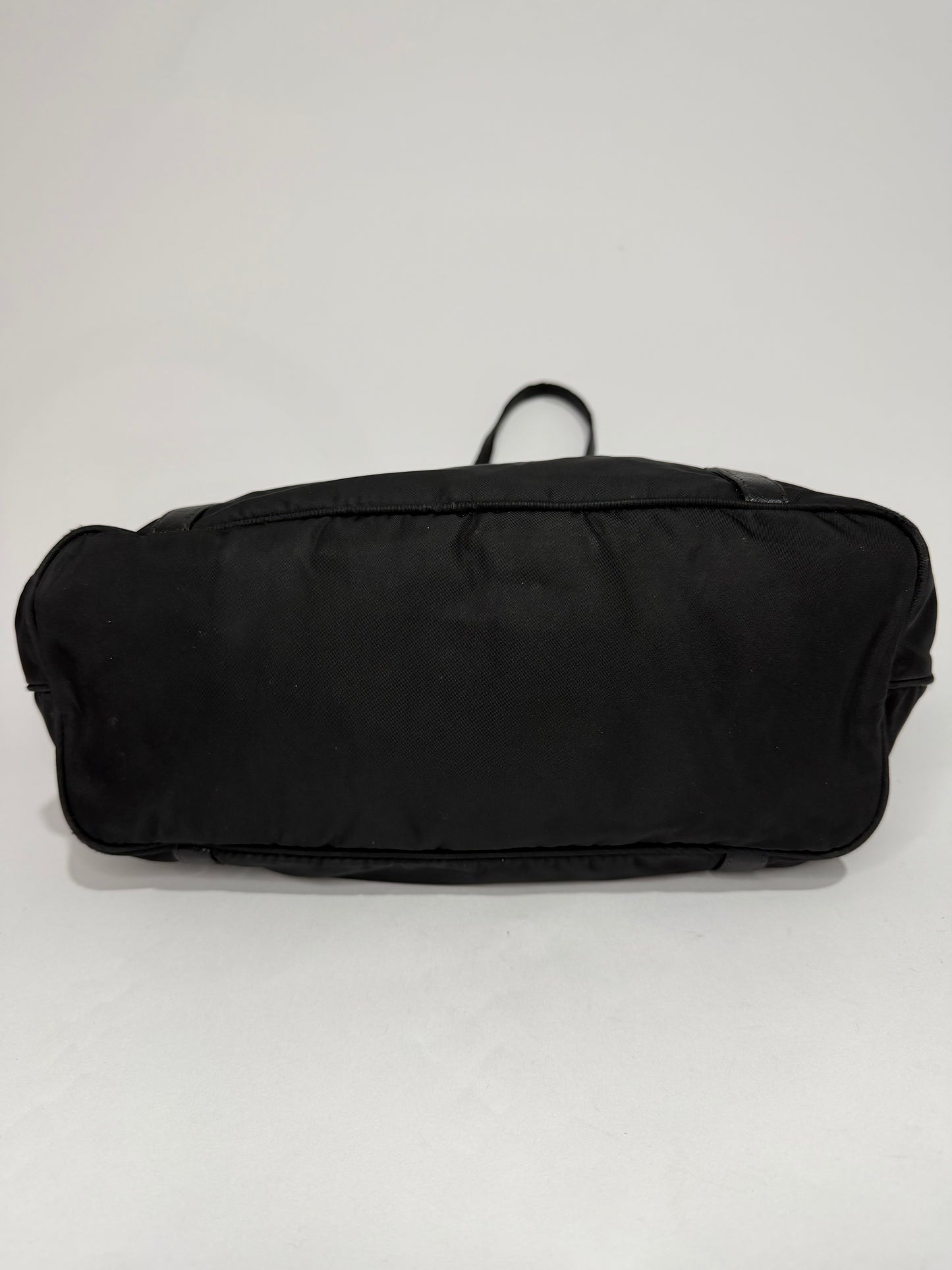 Prada Black Saffiano Leather trimmed Nylon Tessuto Tote Bag