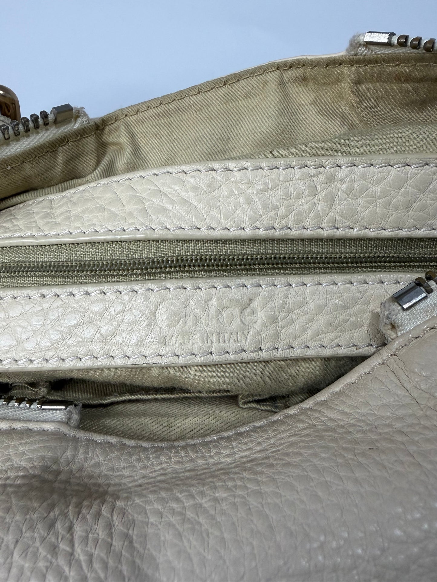 CHLOE Off White Leather Medium Paddington Satchel Bag