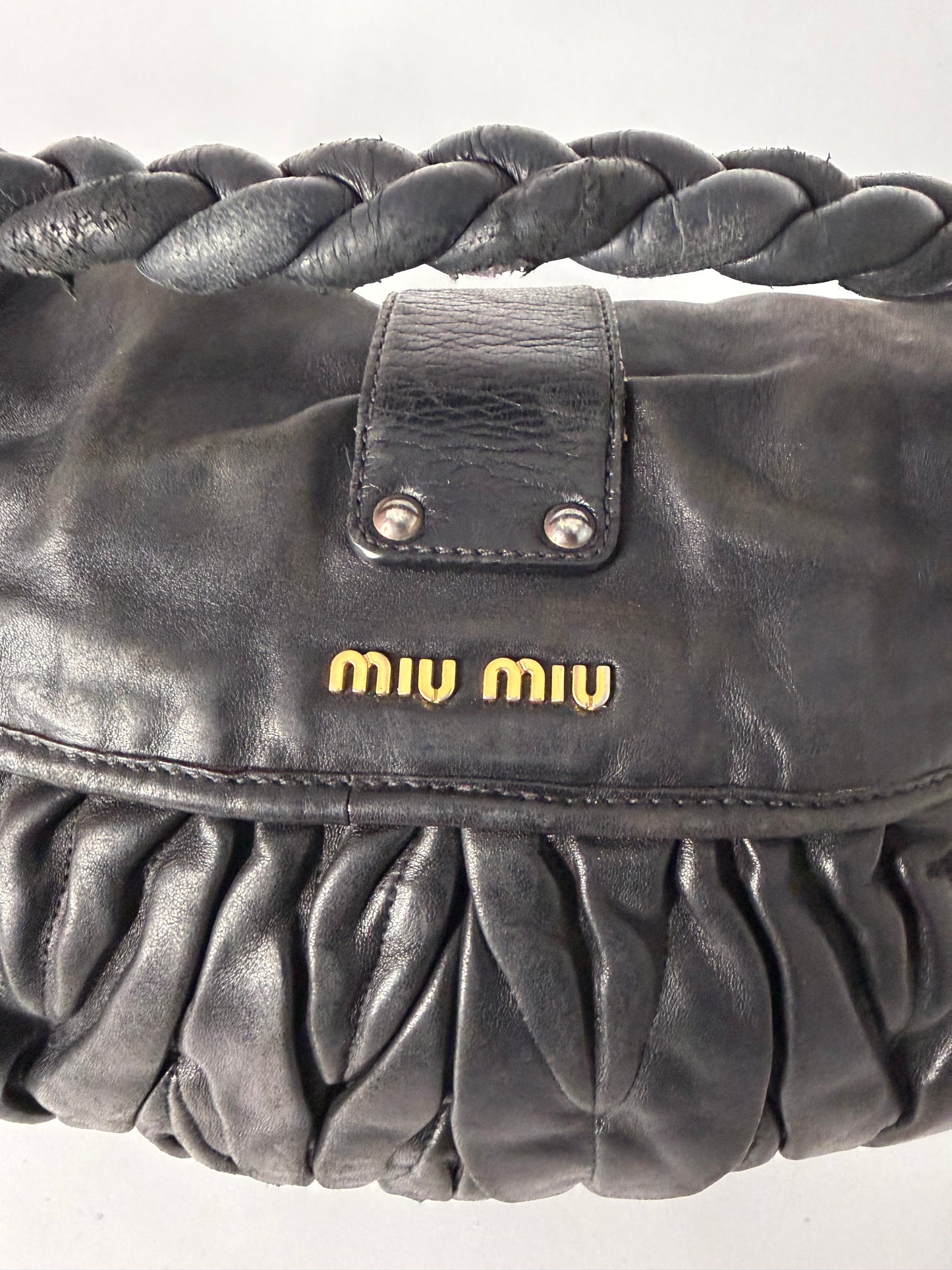 Miu Miu Black Coffer Matelasse Leather Hobo