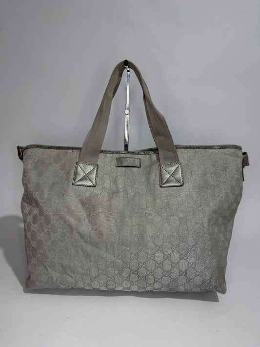 GUCCI
Metallic Silver GG Canvas Travel Tote