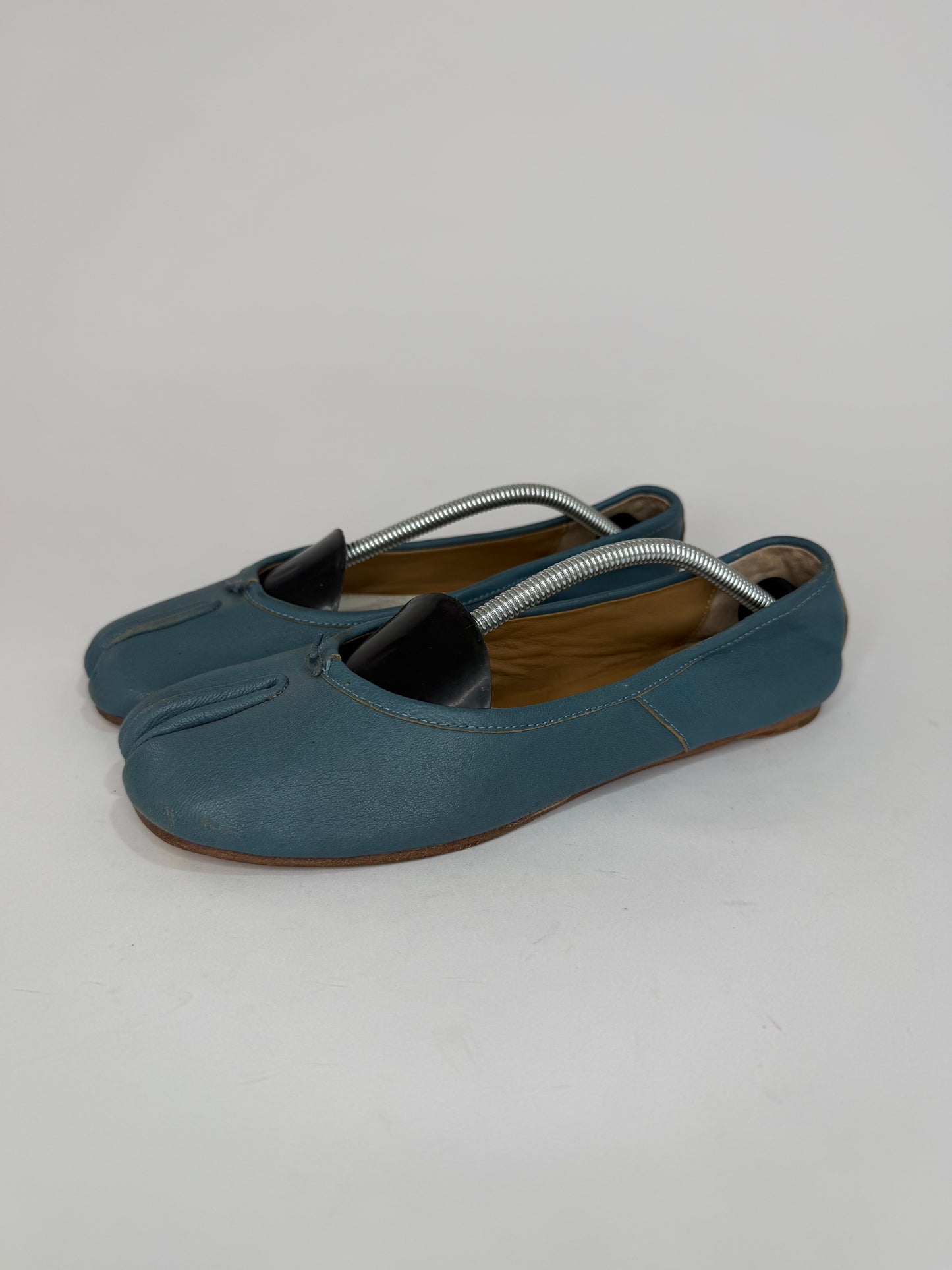 Maison Margiela Tabi Ballet Flats Blue Leather Split-Toe EU 39EU/ 9US / 6 UK