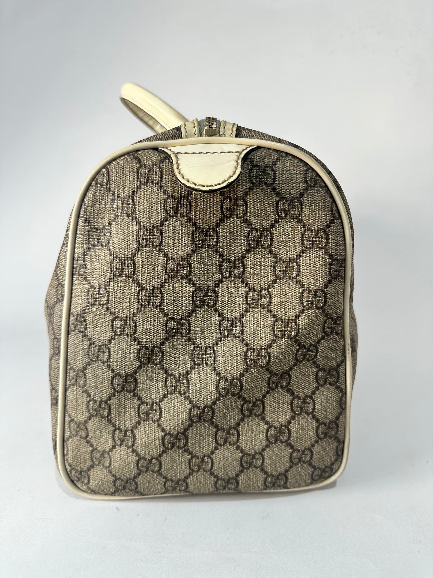 Gucci Beige/White GG Supreme Canvas and Leather Medium Joy Boston Bag