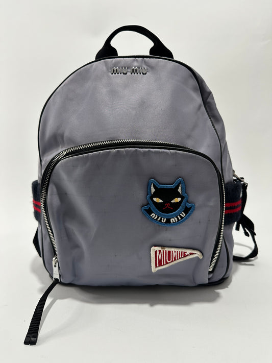 MIU MIU 
Nylon Satin Patches Bomber Backpack