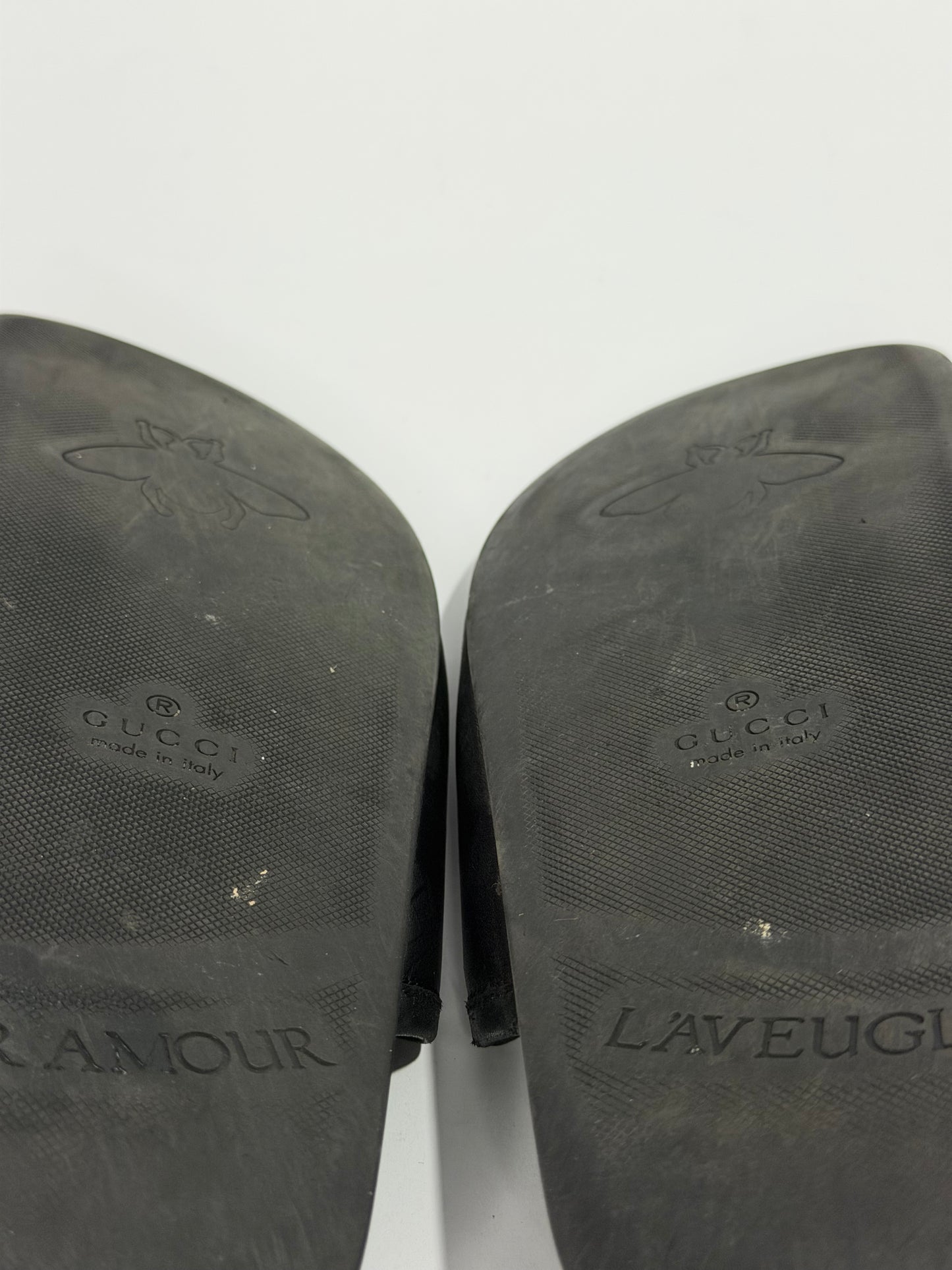 Gucci Black Leather Horsebit Princetown Flat Mules Size 8 US