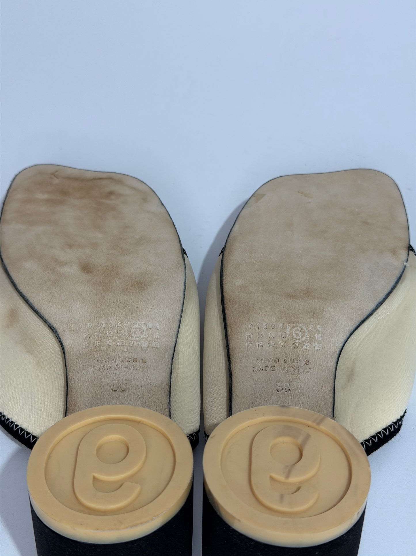 MM6 Maison Margiela cream Scuba Lyrca Heeled Sandals