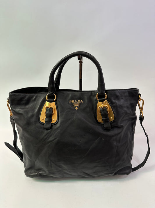 PRADA
Black Soft Calfskin Leather Shopping Tote