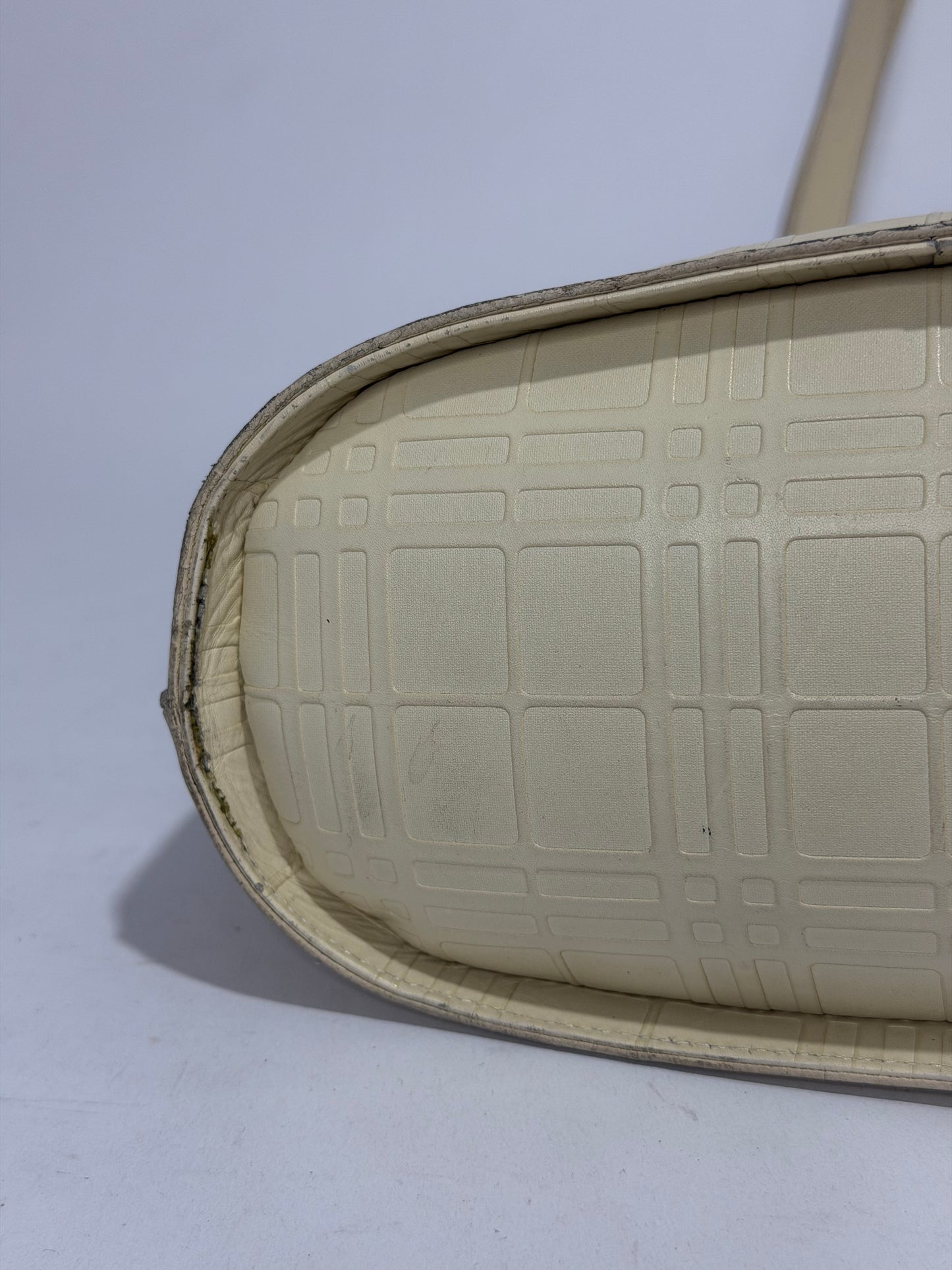 Burberry Cream Embossed Nova Check Leather Tote Bag