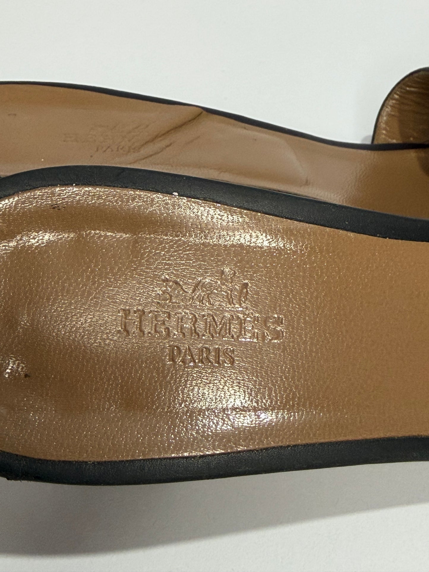 Hermès Oasis H Cut-Out Leather Mule Sandals Black | Size 39 EU| Block Heel